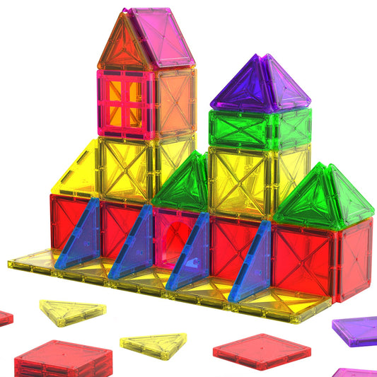 Mini Magnetic Tiles – Travel Building Blocks for Kids Ages 3+, Educational Montessori Sensory Toys for Preschool Learning & Birthday Gifts