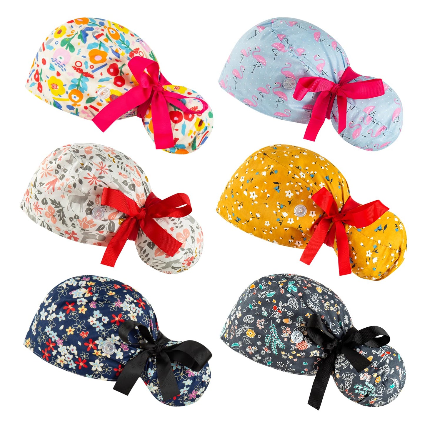 Scrub Caps Women Bouffant Scrub Caps, Adjustable Working Cap Ponytail Pouch Tie Back Beauty and Personal Care YEAJOIN