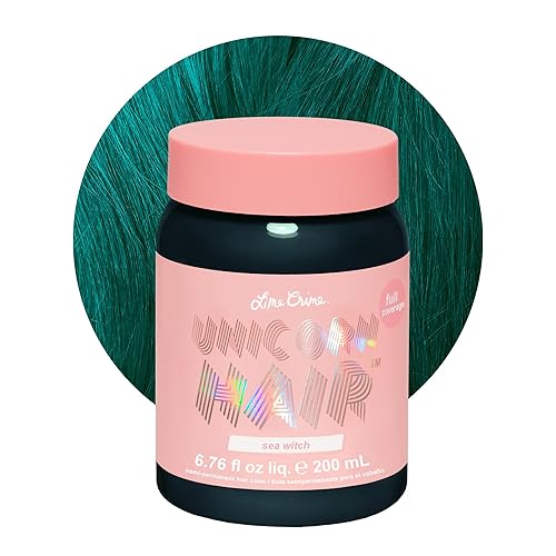Lime Crime Unicorn Hair Dye Full Coverage, Sea Witch (Rich Teal) - Vegan and Cruelty Free Semi-Permanent Hair Color Conditions & Moisturizes