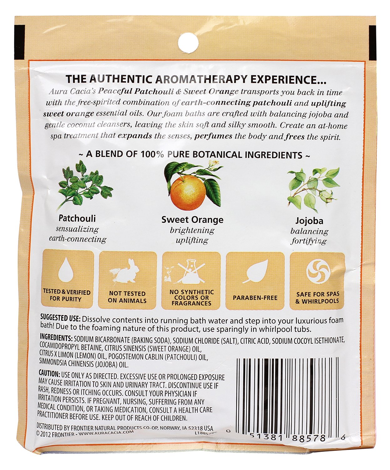 Aura Cacia Aromatherapy Foam Bath, Peaceful Patchouli and Sweet Orange, 2.5 ounce packet (Pack of 3)