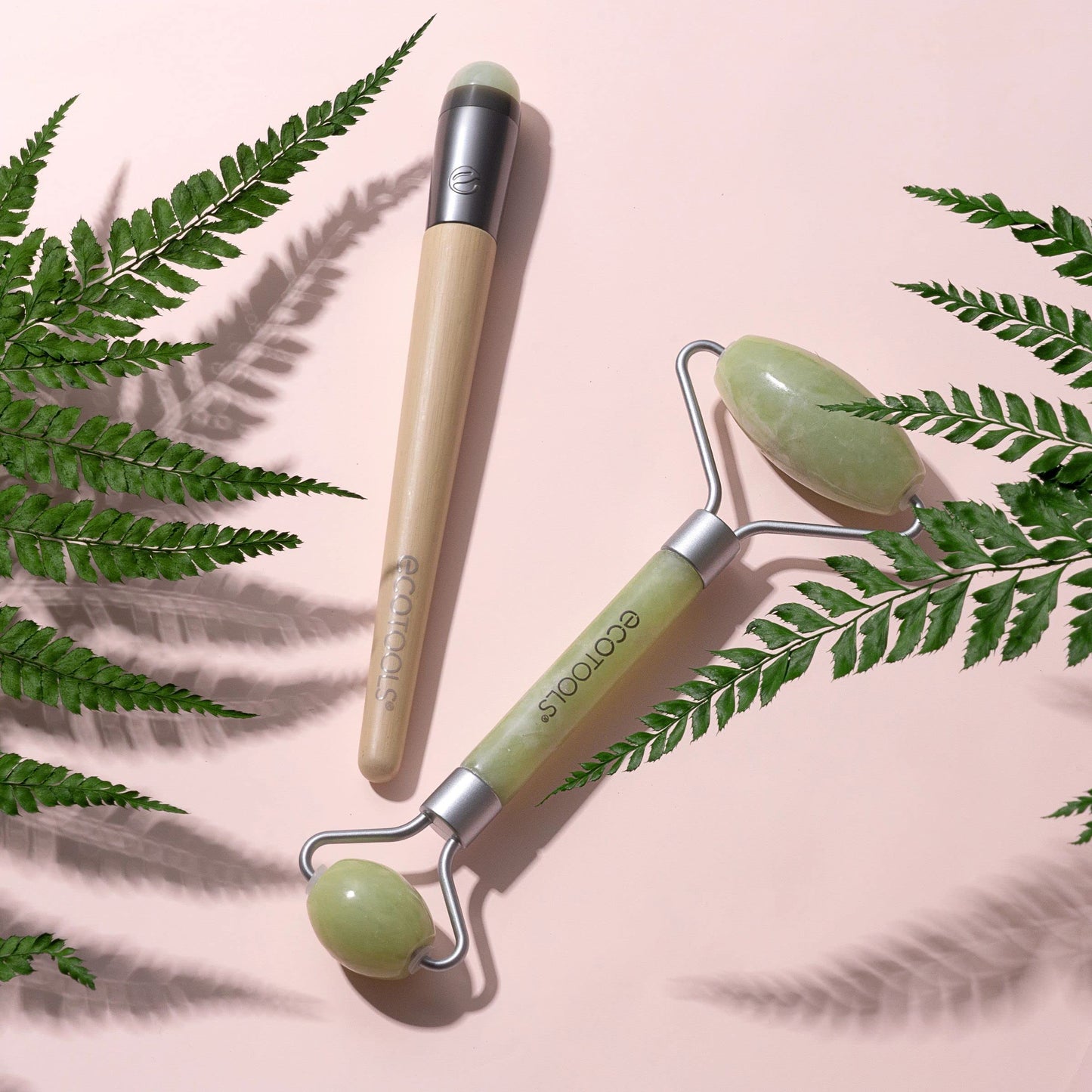 EcoTools Beauty Skin Care Tool Jade Facial Roller and Eye Roller Duo, Face Roller and Massager, Skincare and Sculpting Tool, Reduces Under Eye