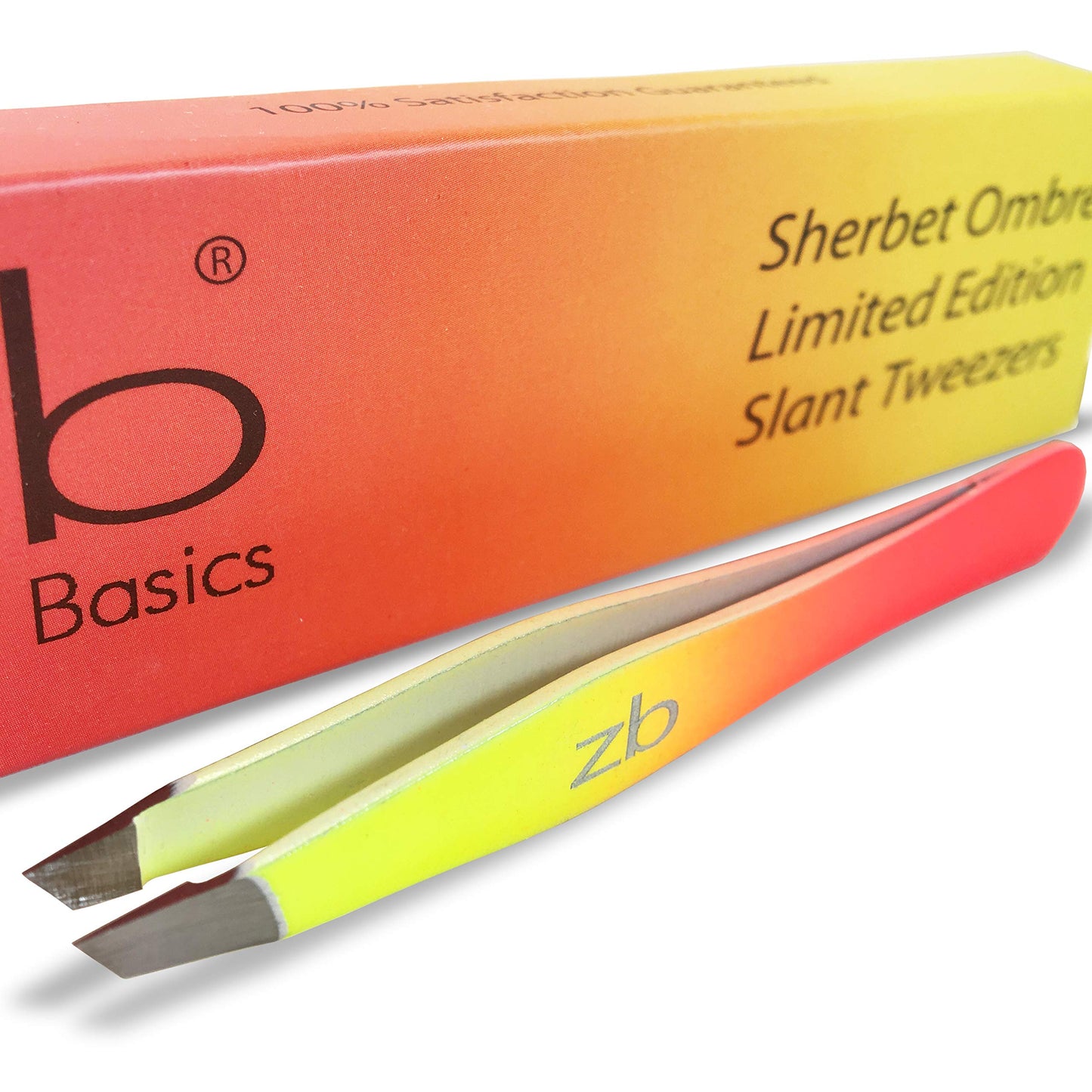 Zizzili Basics Tweezers - Limited Edition Sherbet Ombre Slant Tip - Best Tweezer for Eyebrow, Facial Hair Removal and your Precision Needs