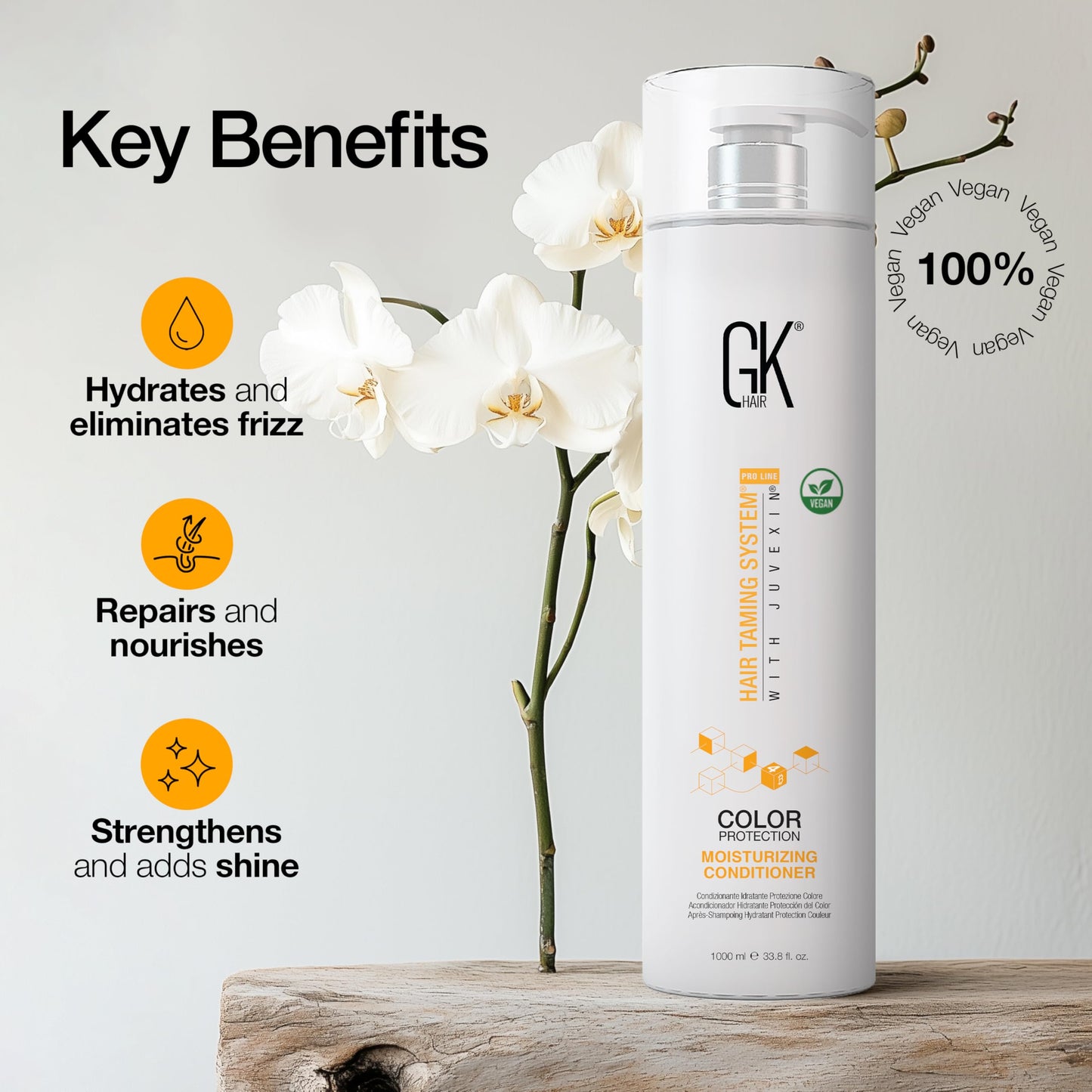 GK HAIR Moisturizing Conditioner Colored Hair Treated for Dry Damaged Repair Curls Intense Hydration Strengthening Frizz Control Keratin Treatment
