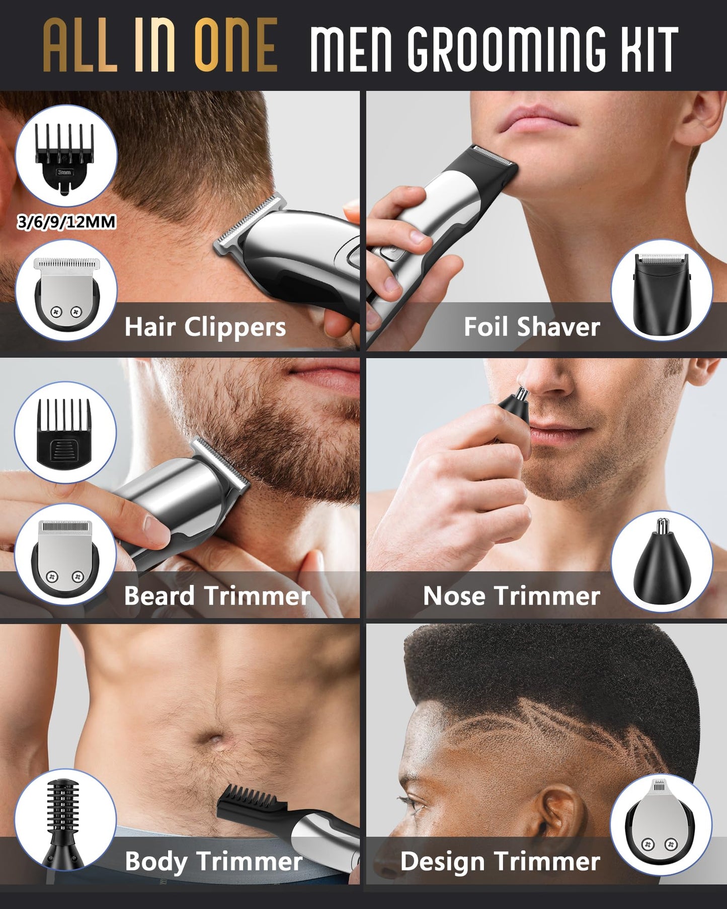 Ufree Beard Trimmer for Men, Waterproof Electric Razor, Grooming Kit Beauty and Personal Care Ufree