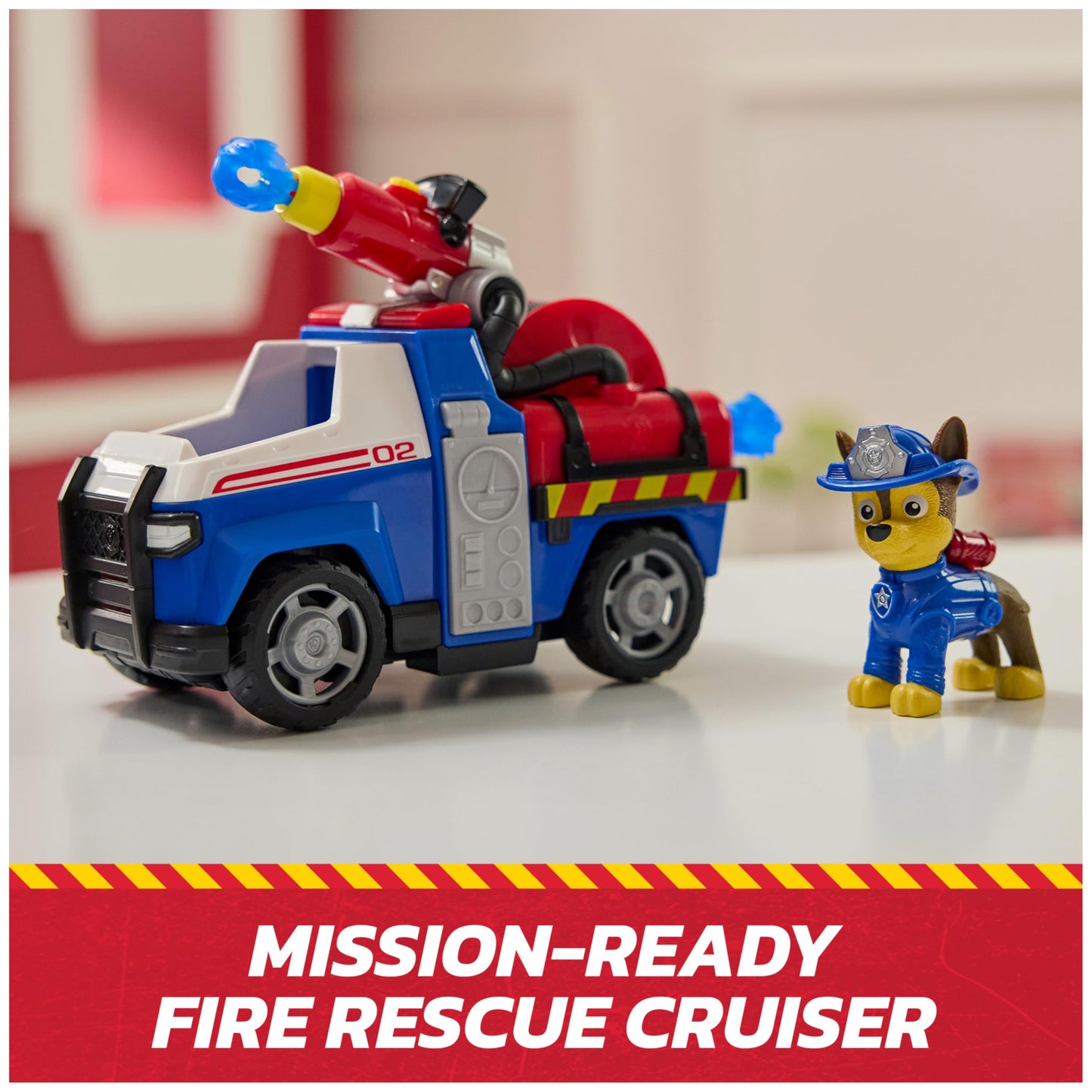 Paw Patrol Fire Rescue: Chase Rescue Fire Cruiser with Action Figure, Projectile Launcher, and Toy Truck, Kids Toys for Boys & Girls Ages 3 and Up