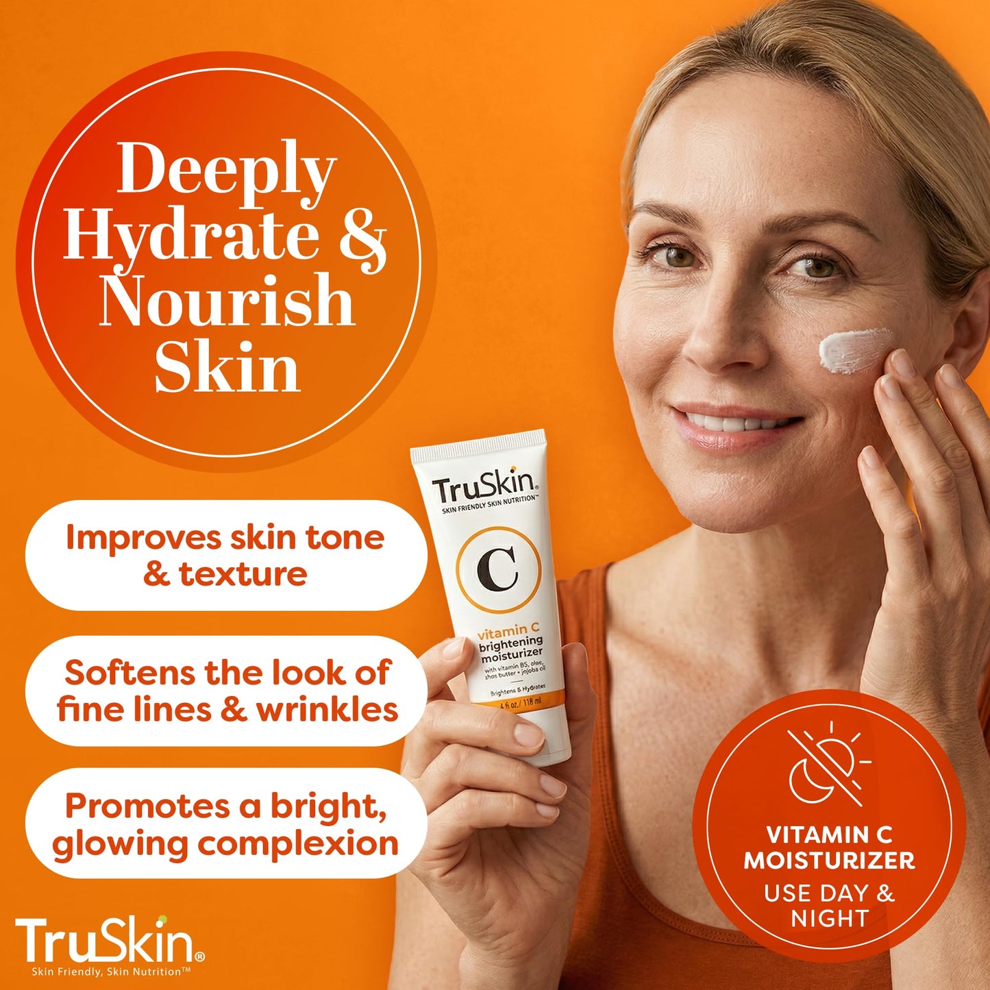 TruSkin Vitamin C Face Cream - Brightening & Hydrating Daily Moisturizer with Vitamin E, B5, Jojoba Oil & Green Tea - Smooth, Radiant-Looking Skin, 4 Beauty and Personal Care TruSkin