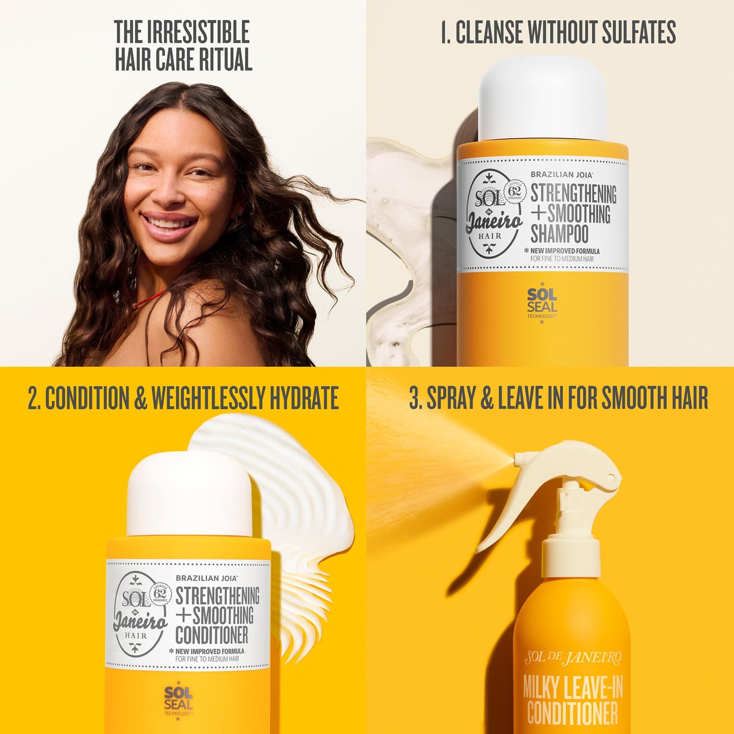 Sol de Janeiro Ultimate Shower Bundle | Travel Size Mini Brazilian Play Moisturizing Shower Cream Gel Body Wash + Brazilian Joia Damage Repairing