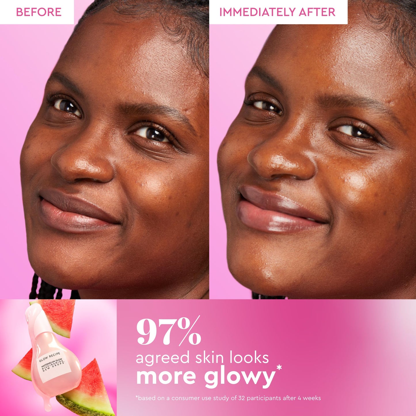 Glow Recipe Watermelon Niacinamide Dew Drops - Brightening, Plumping Hydrating Face Serum, Makeup Primer + Liquid Highlighter with Hyaluronic Acid