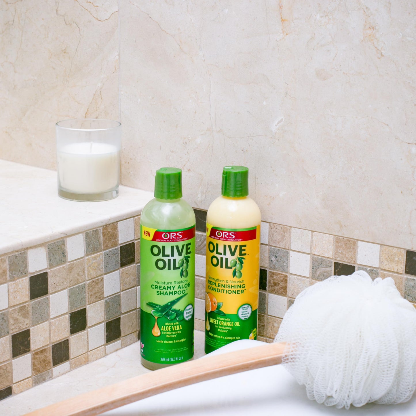 ORS Olive Oil Creamy Aloe Shampoo & Replenishing Conditioner with Orange & Aloe Vera 2 Piece Set
