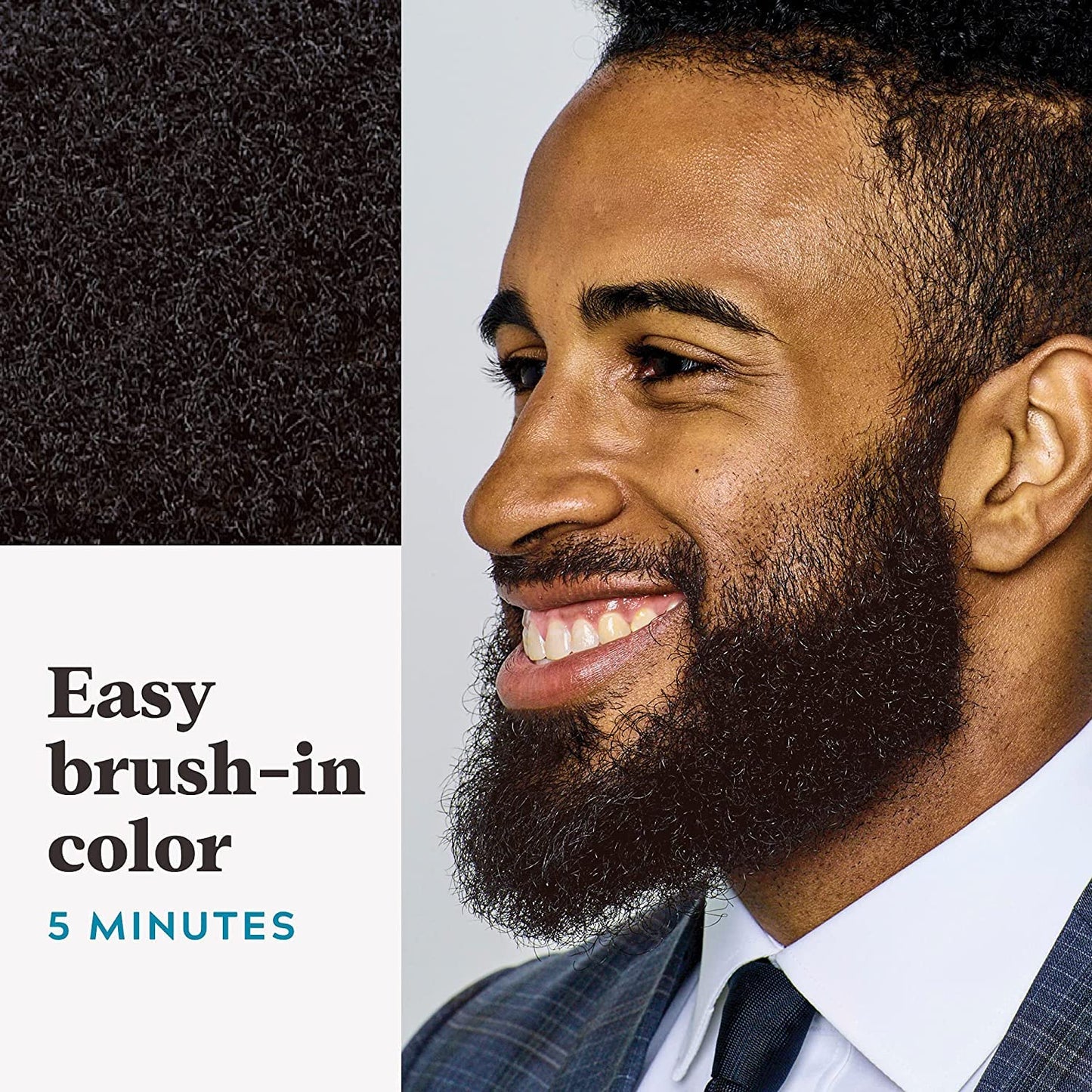 Just For Men Mustache & Beard, Beard Dye for Men with Brush Included, With Keratin Biotin Aloe and Coconut Oil for Healthy Facial Hair - Rich Dark
