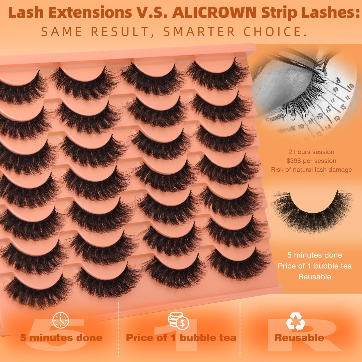 Short Lashes Natural Look False Eyelashes Thick Volume Faux Mink Lashes Pack Wispy Strip Fake Eyelashes Cat Eye Lashes that Look Like Extensions 14 Beauty and Personal Care ALICROWN HAIR