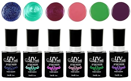 UV-NAILS Gel nail polish cure with UV or LED nail lamp gel polish for nails Set of 6 (HONOLULU) Beauty & Personal Care UV-NAILS