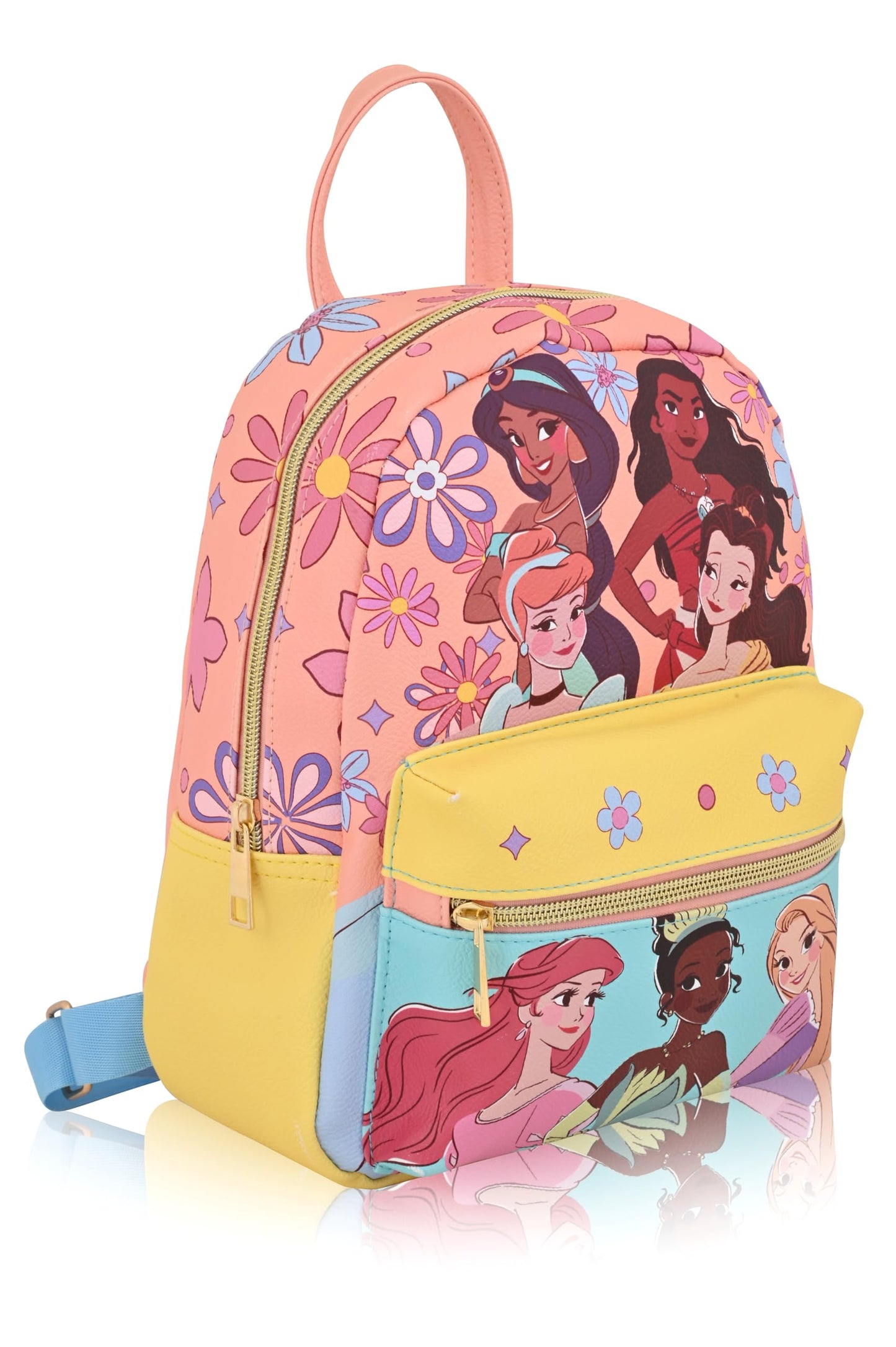 Fast Forward Disney Princess Backpack, Unisex 10" Mini Backpack Purse, Officially Licensed, Cute PU Leather, Multiple Pockets, Adjustable Straps