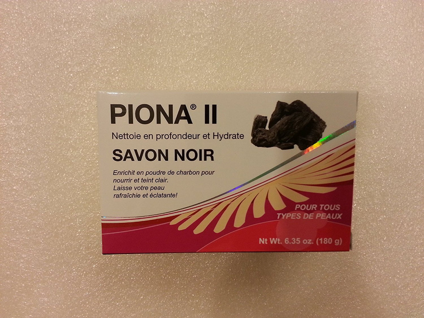 Piona II Deep Cleansing and Moisturizing Black Soap 6.35 Ounce - Enriched with Charcoal Powder - Clears Complexion and Leaves Skin Glowing