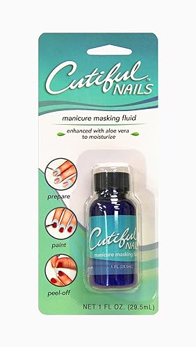 Cutiful Nails Professional Manicure Masking Fluid with Aloe, No More Messy Nail Polish, Liquid Tape