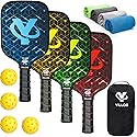 YILLOG Pickleball Paddles,USAPA Approved Pickleball Paddle Set 4,Fiberglass Surface Pickleball Set,4 Pickleball Balls,4 Cooling Towels,Bag,Pickle…