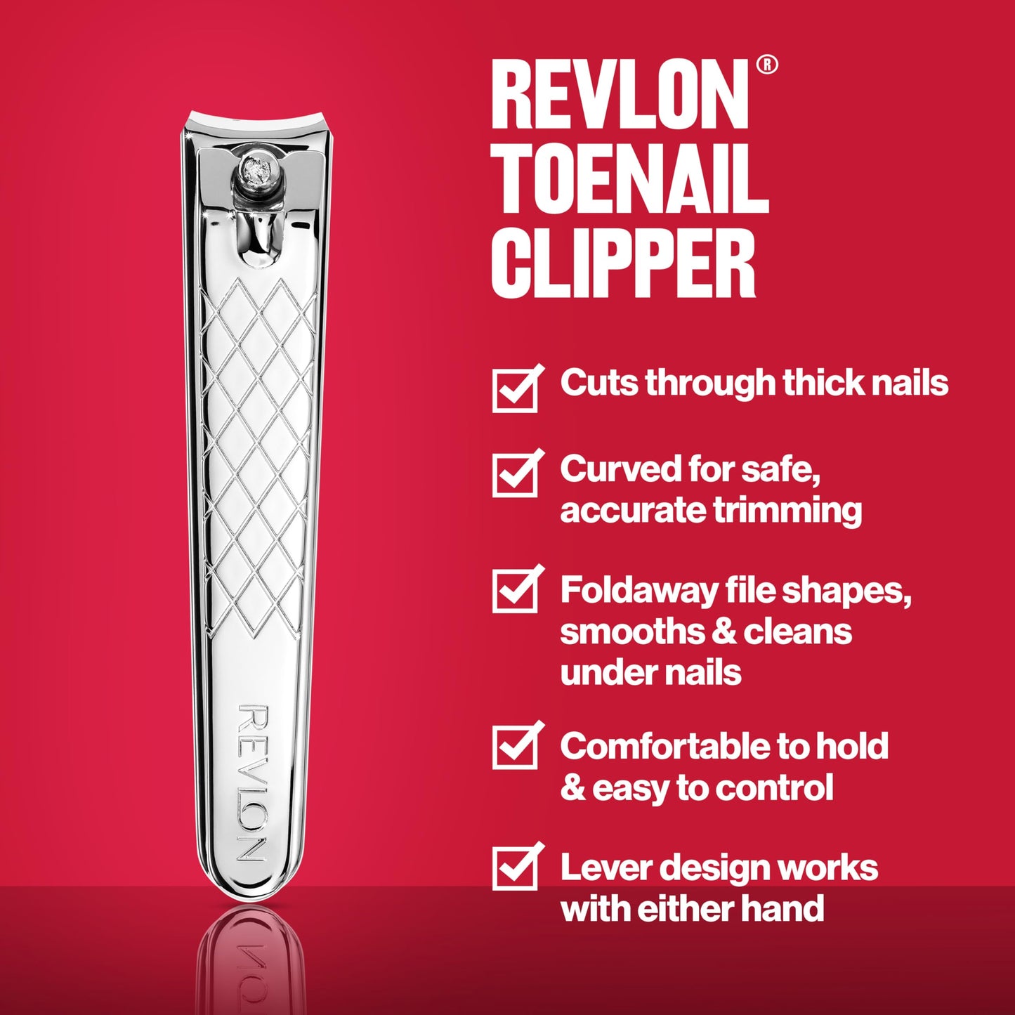Revlon Toenail Clipper With File, Nail Care Tool With a Curved Blade for an Accurate Trimming and Grooming, Easy to Use, 1 count