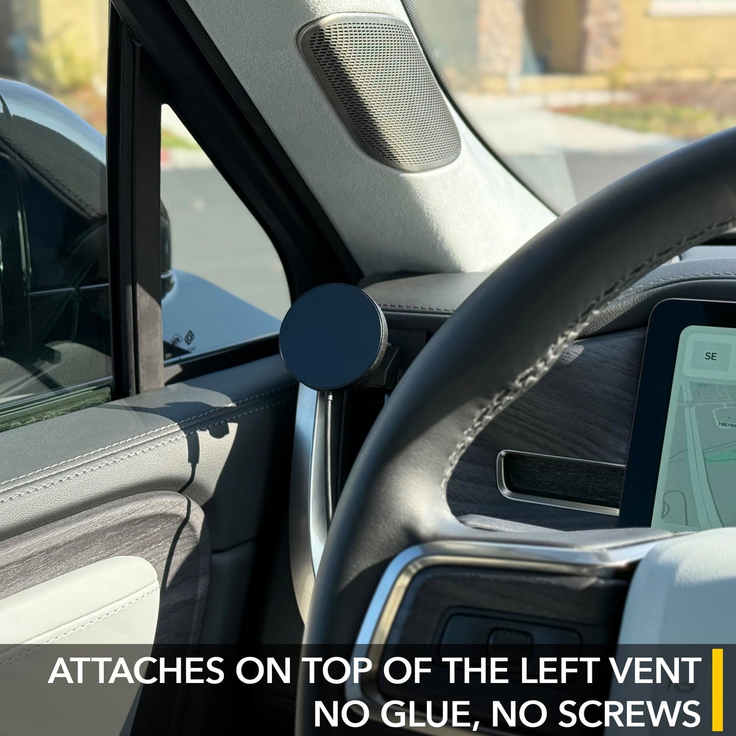 TWRAPS Dashboard Phone Holder (Magnetic Charger) for Rivian R1S & R1T, Compatible with iPhone and Android Cases, No Glue or Screws Anchors on Dash AC…