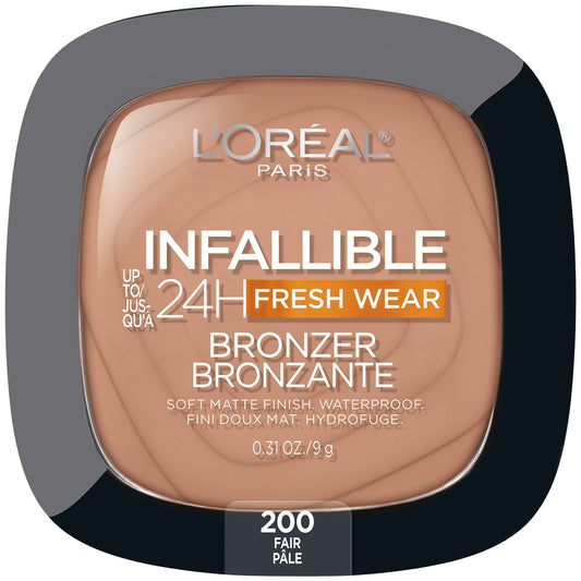 L'Oréal Paris Infallible 24H Fresh Wear Soft Matte Bronzer, Longwear, Waterproof, Heatproof, Sweat & Transfer Resistant, Fair, 0.31 oz