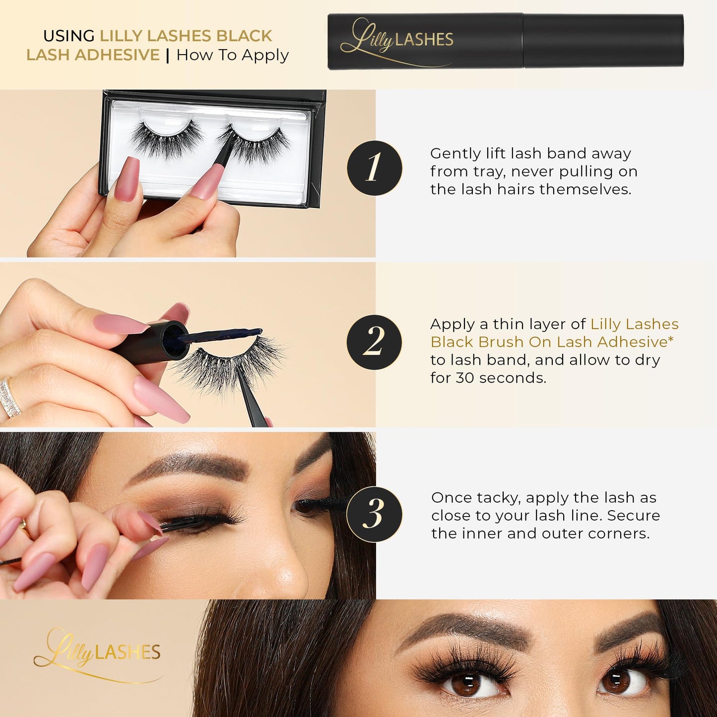 Lilly Lashes Miami Flare 3D Mink Lashes, Mink Eyelashes, The Original Lilly Lash For Wispy & Natural Look, Reusable Eyelashes up to 25x, Fluffy
