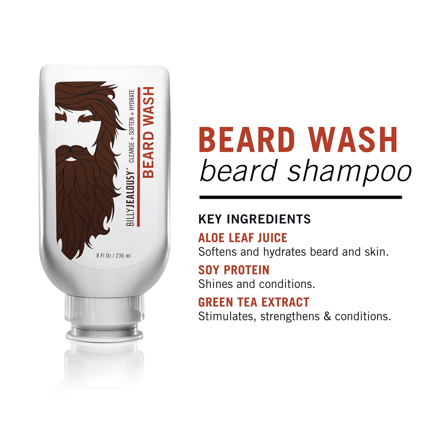 Billy Jealousy Beard Wash Hydrating Mens Beard Shampoo 8 Fl Oz (Pack of 1)