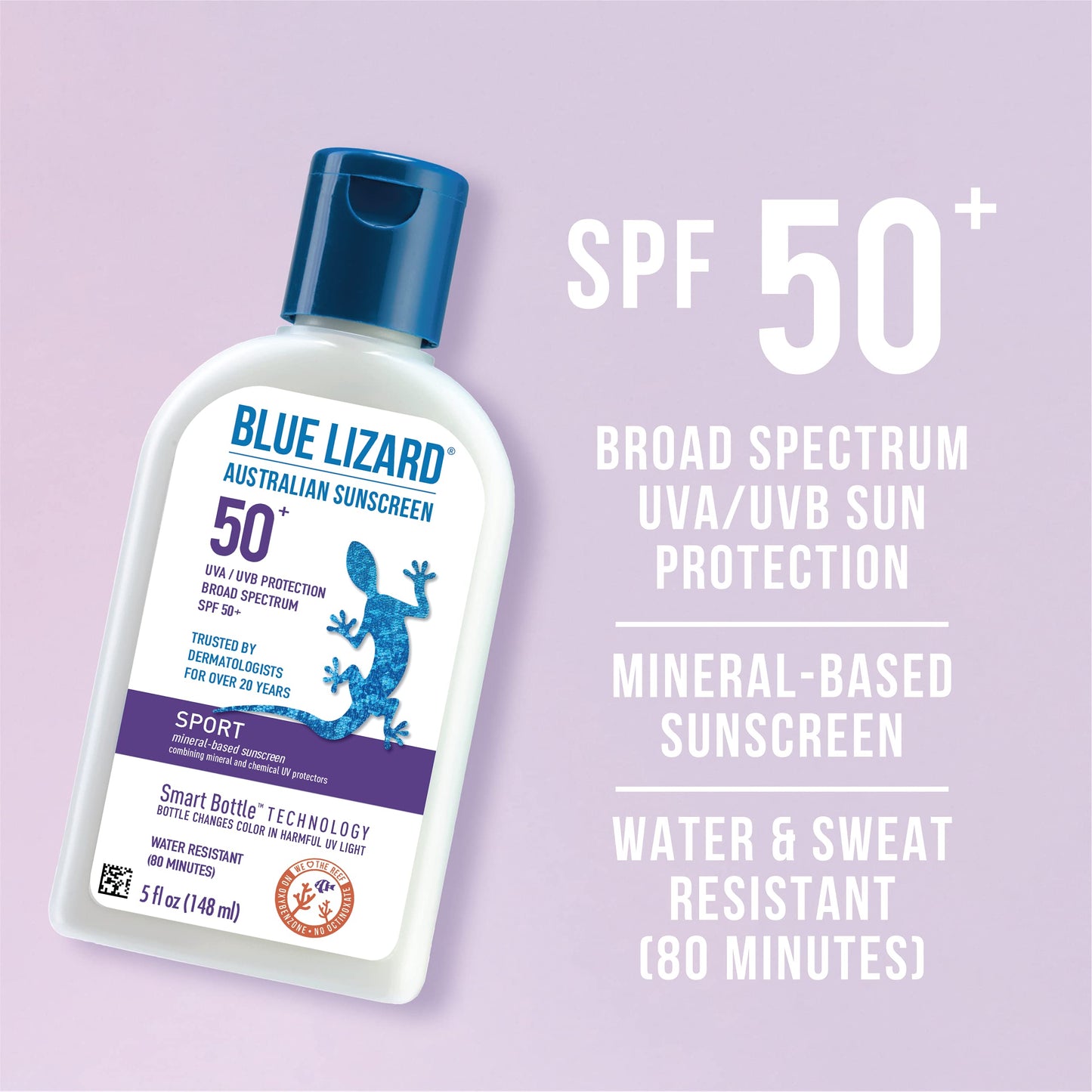 BLUE LIZARD Sport Mineral-Based Sunscreen Lotion - SPF 50+ - 5 oz