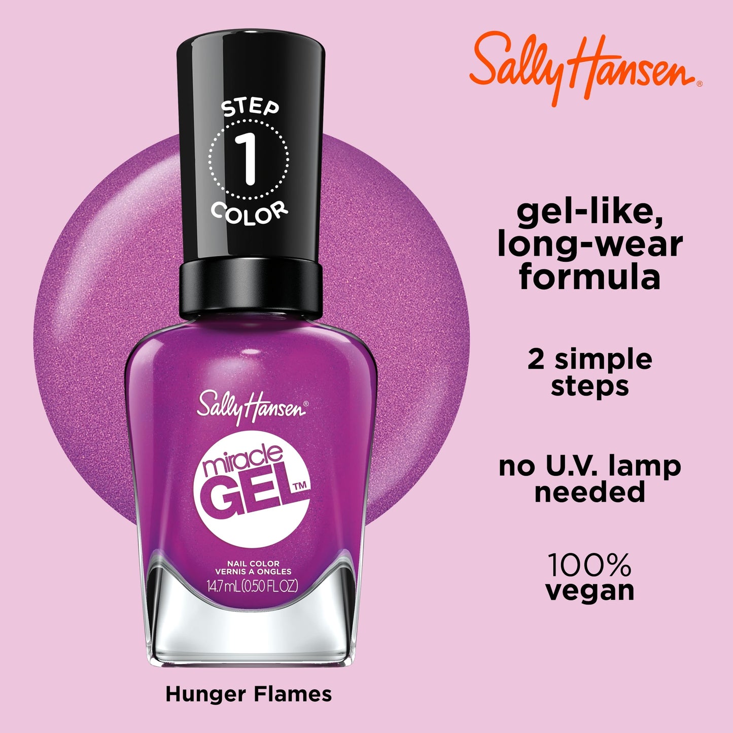 Sally Hansen Miracle Gel Salon Quality Nail Polish | Gel-Like Formula, Two-Step System, No UV Light Needed, Long Lasting | Glittery | 865 No Beauty and Personal Care Sally Hansen