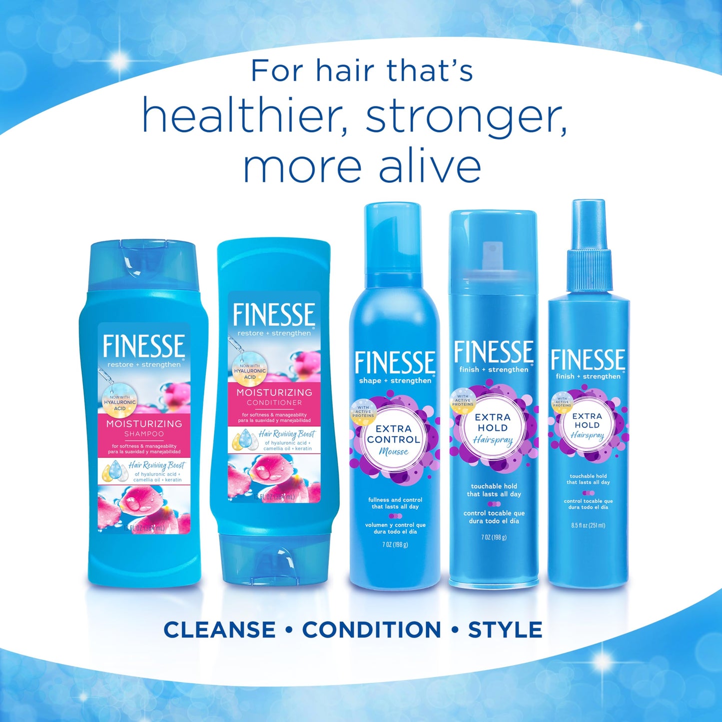 FINESSE Restore + Strengthen Moisturizing Conditioner, 24 oz, Moisturize & Repair Dry or Damaged Hair for Soft, Healthy Looking Hair