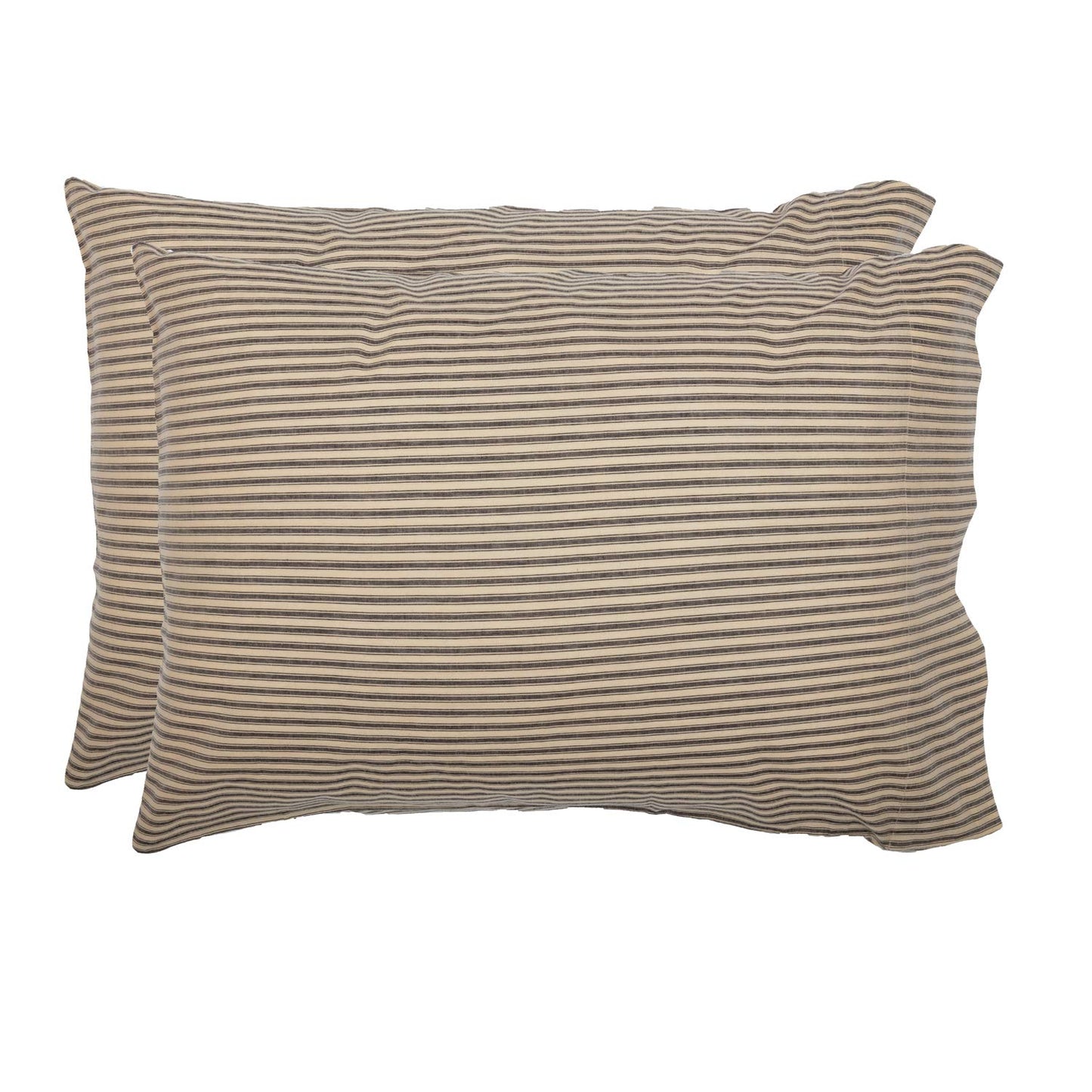 VHC Brands Sawyer Mill Ticking Stripe Pillowcase, Charcoal Gray, 21x30, Set of 2