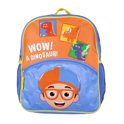 AI ACCESSORY INNOVATIONS Blippi Backpack Wow! A Dinosaur 14" Kids School Travel Backpack Bag For Toys w/Raised Character Designs