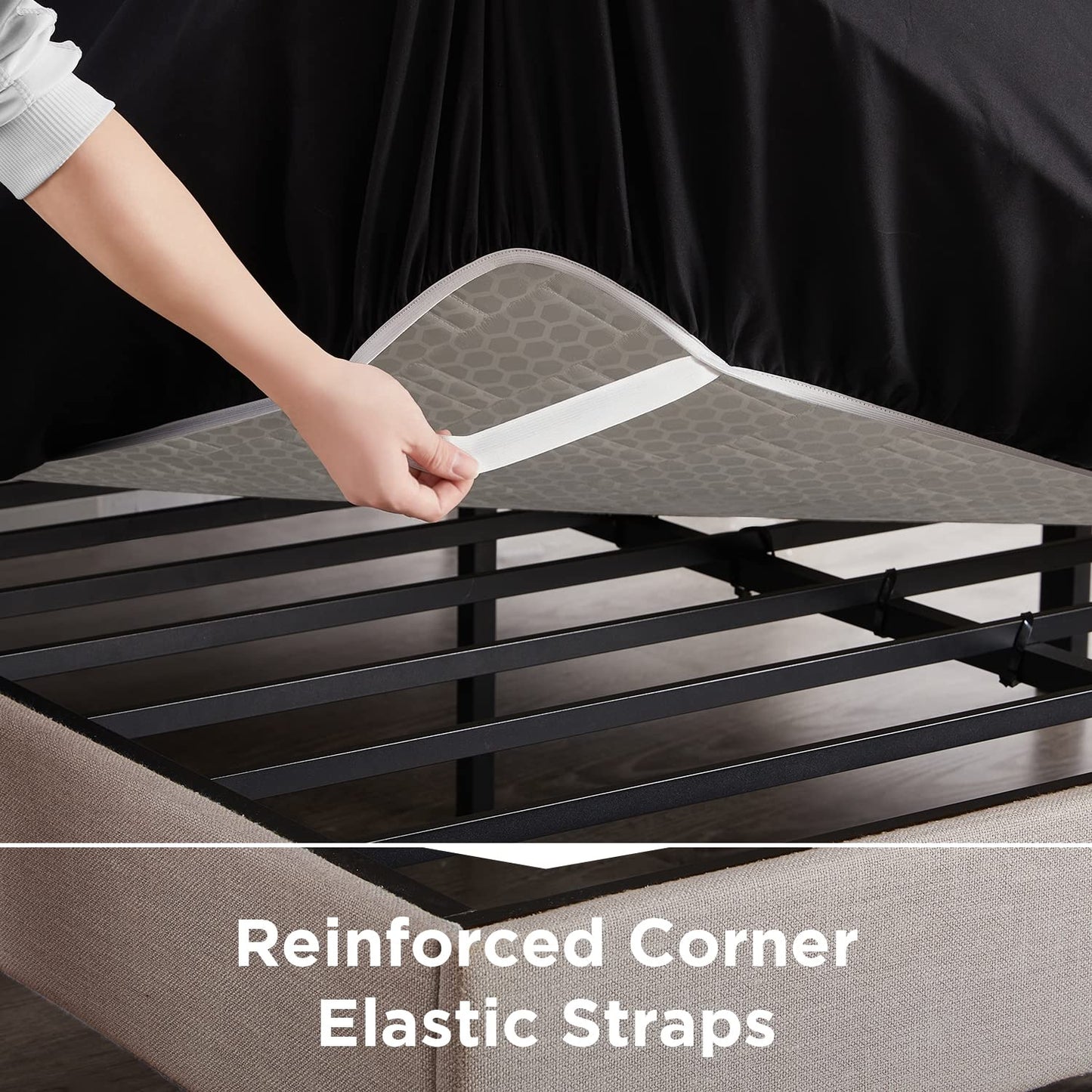 Empyrean Black Extra Deep Pocket King Fitted Sheet Only, Hotel Luxury King Size Fitted Sheets Easily Fits 18 to 24 Inch Mattress, Super Soft,