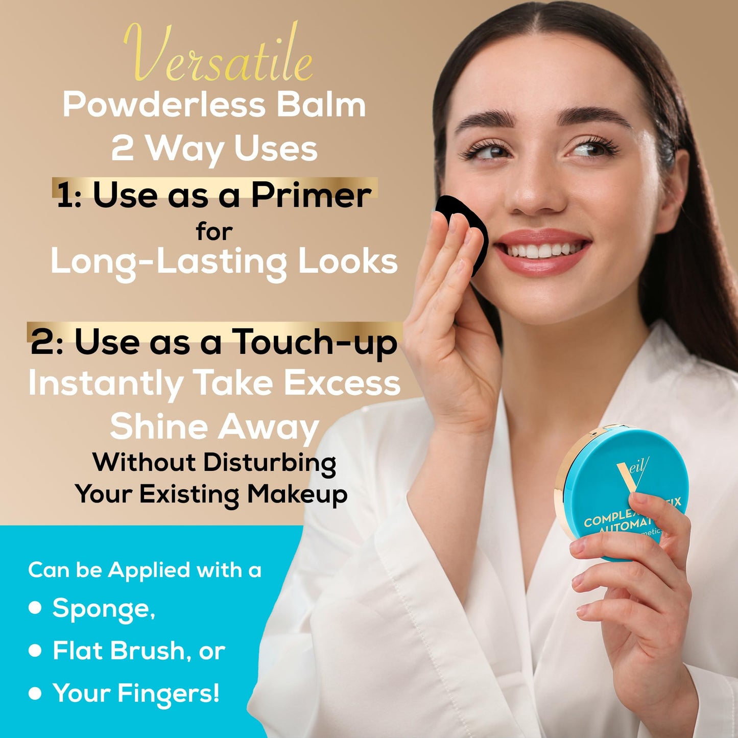 Veil Complexion Fix AutoMatte Mattifying Balm - Anti-Shine Translucent Powderless Makeup - Prime, Set, Mattify, Touch-Up & Remove Oil