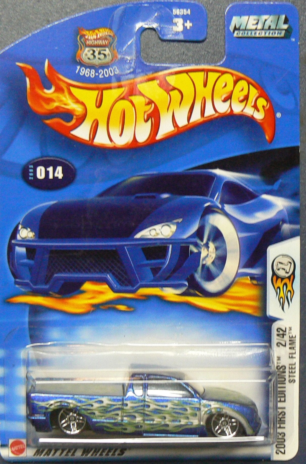 Hot Wheels 2003 First Editions #2 Steel Flame #2003-14 Collectible Collector Car Mattel 1:64 Scale