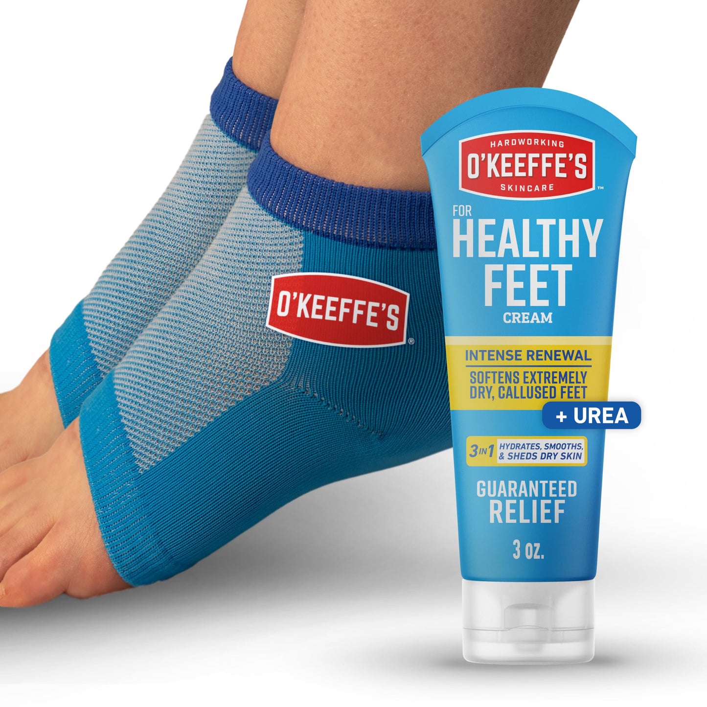 O’Keeffe’s for Healthy Feet Heel Repair Kit with Urea & Lactic Acid - (1 Pair) Reusable Foot Sleeves + 3 oz. Intense Renewal Foot Cream, Exfoliates Beauty and Personal Care O'Keeffe's Default Title