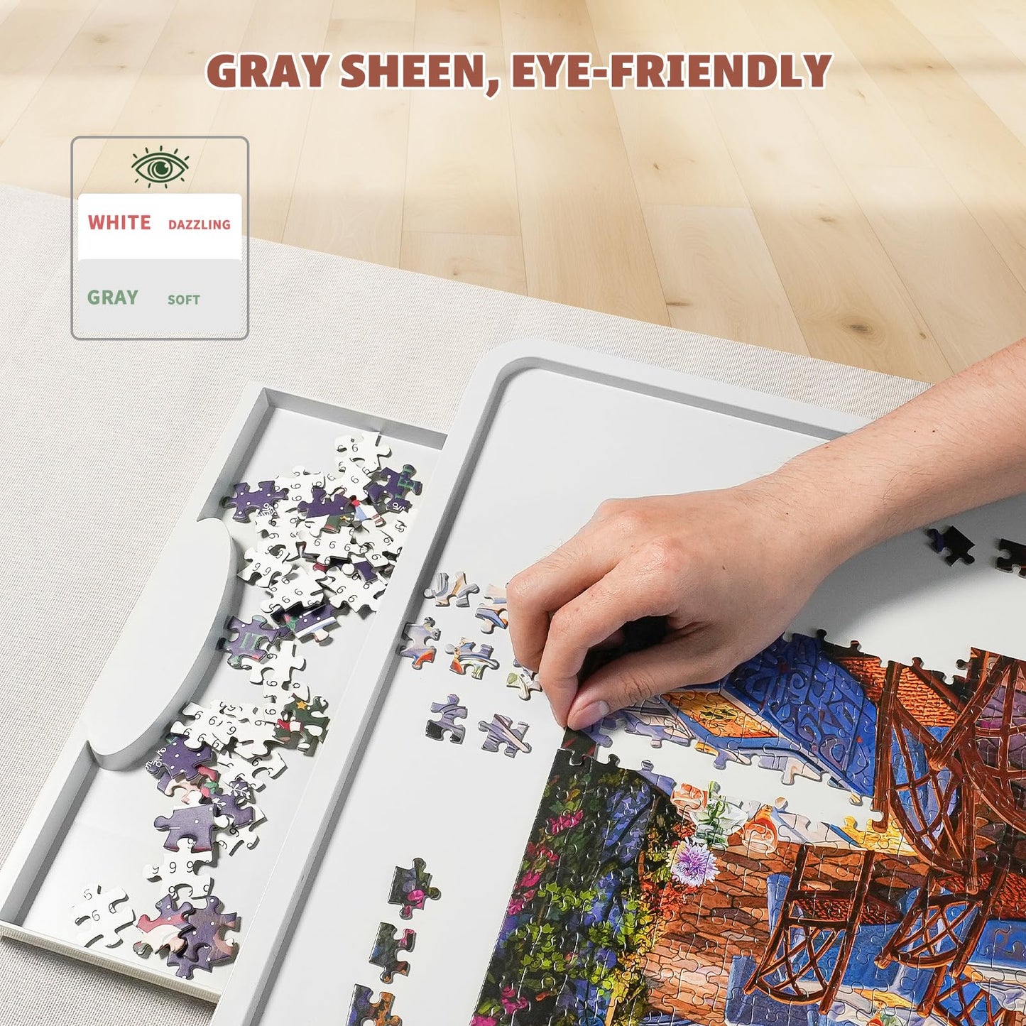 BuilderButler 1500 Piece Rotating Puzzle Board – 6 Sliding Drawers, Cover & 360° Lazy Susan Spin, 34.25"x26.38" Portable Puzzle Table