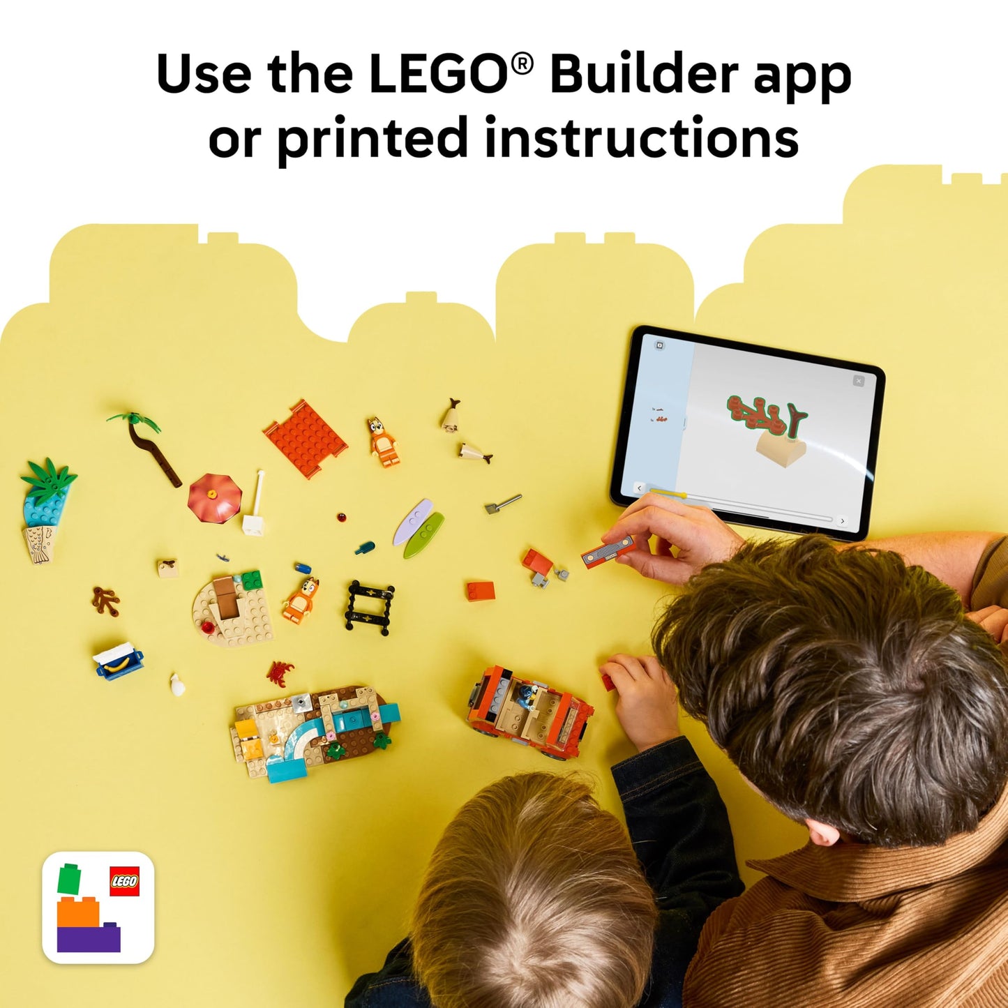 LEGO Bluey Beach & Family Car Trip 11202, Preschool Learning Toy with Bluey, Bingo & Mum Figures, Fun Birthday Gift for Kids Ages 4+