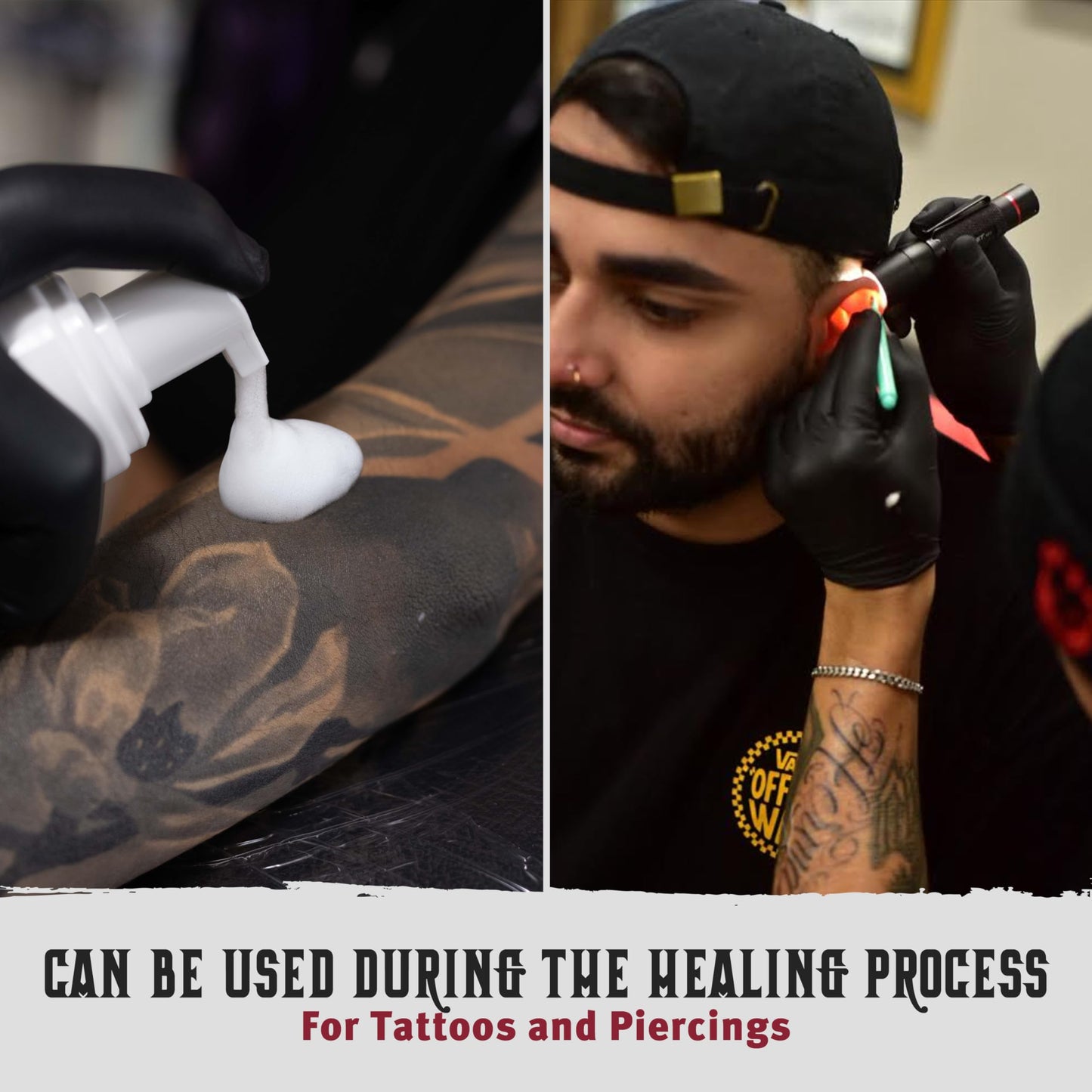 Hustle Bubbles Tattoo Aftercare Tattoo Soap - Dermatologist Tested Cleanser To Clean New Tattoos & Piercings - Essential Body Art Supplies 7oz Beauty and Personal Care Hustle Butter Deluxe