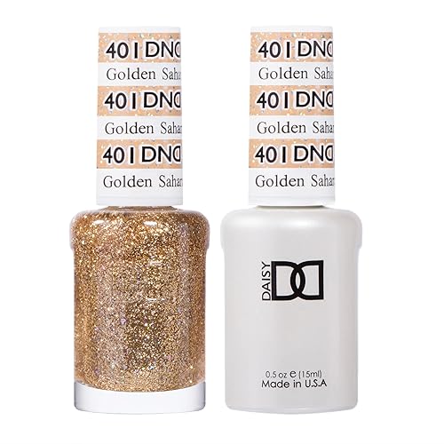 DND Gel Polish Set, Yellow Collection, UV/LED Gel Polish and Air Dry Nail Lacquer, Matching Chip-Free Polish Duo, 401 Golden Sahara Star, 0.5 Fl Oz