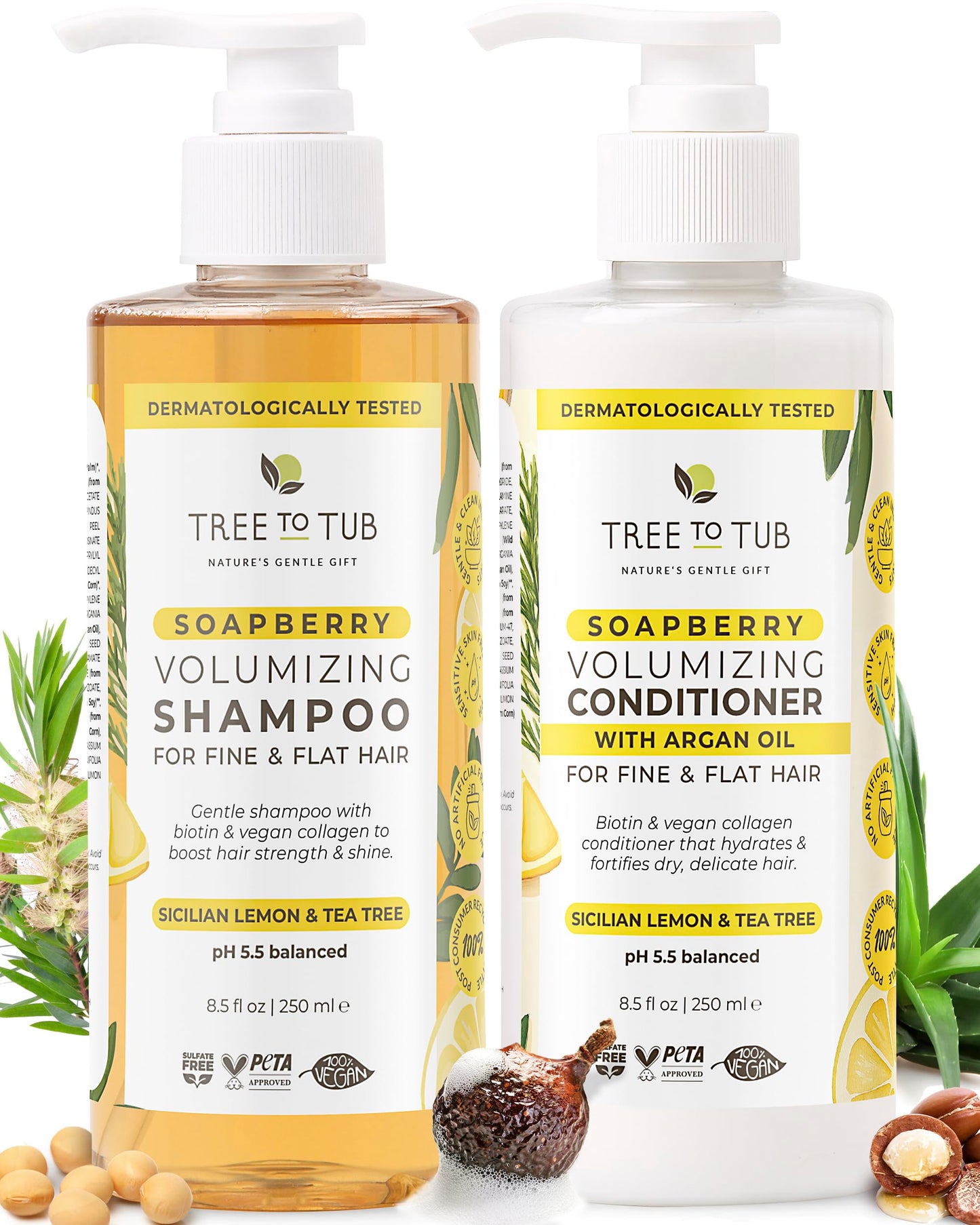 Tree To Tub Biotin Shampoo and Conditioner - Gentle Hair Thickening Shampoo and Conditioner for Fine Hair, Sensitive Scalp- Sulfate Free Shampoo