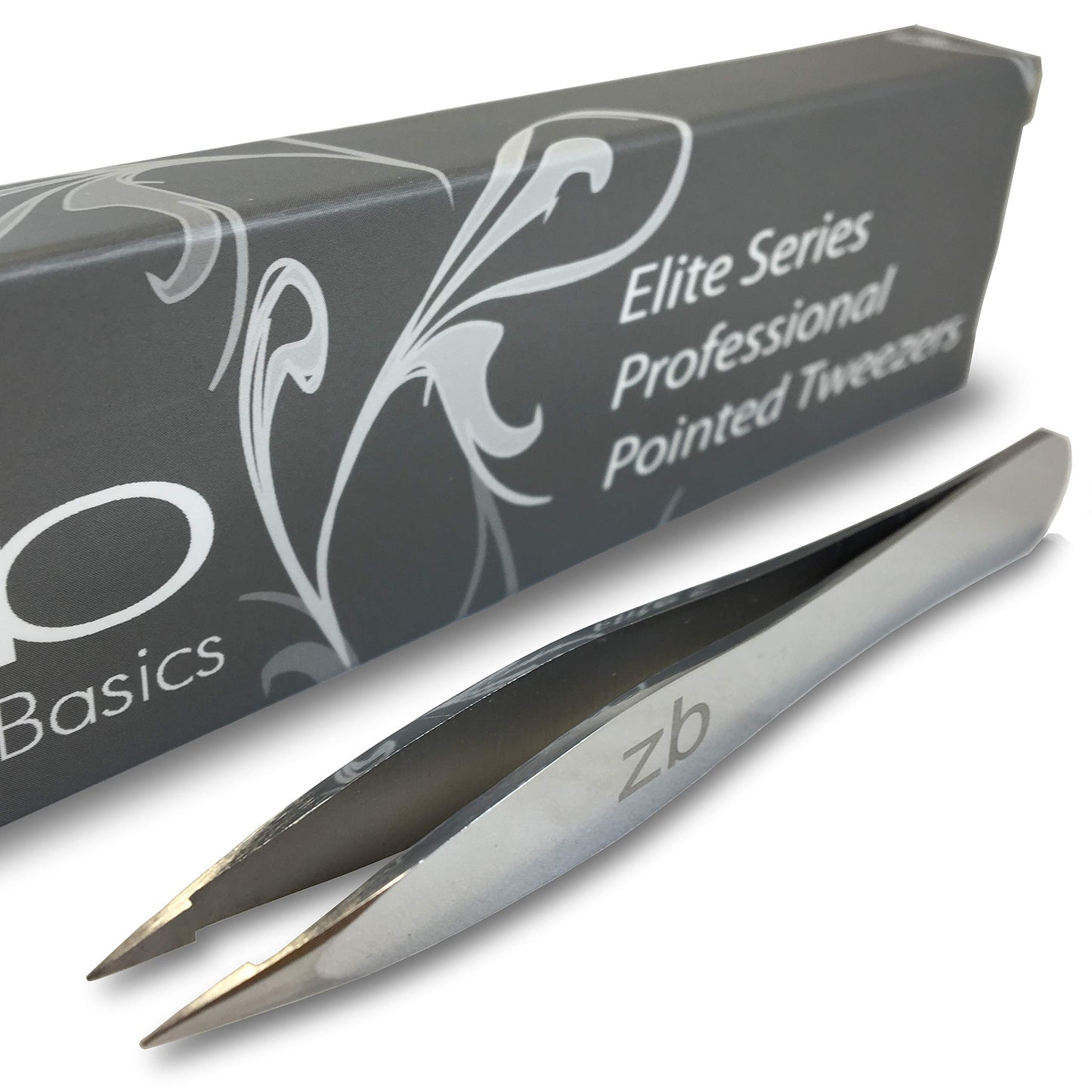 Zizzili Basics Elite Series Pointed Tweezers - Sharp Precision Tips + Surgical Grade Stainless Steel Tweezer for Professional Eyebrow and Facial Hair