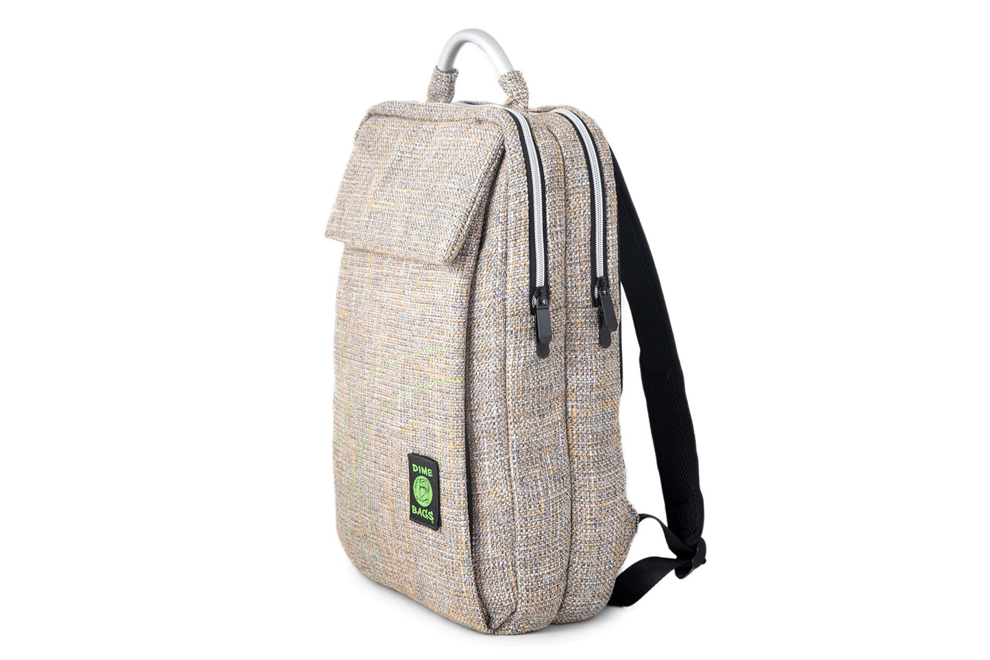 DIME BAGS Backpack with Padded Laptop Storage Sleeve, 11 Storage Compartments, Durable Hempster Bag for School, Work, & Travel, Contoured Shoulder Straps, Interchangeable Patch, Slab Bag (Sand)