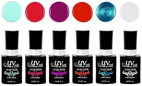 UV-NAILS Gel nail polish cure with UV or LED nail lamp gel polish for nails Set of 6 (KEY WEST) Beauty & Personal Care UV-NAILS