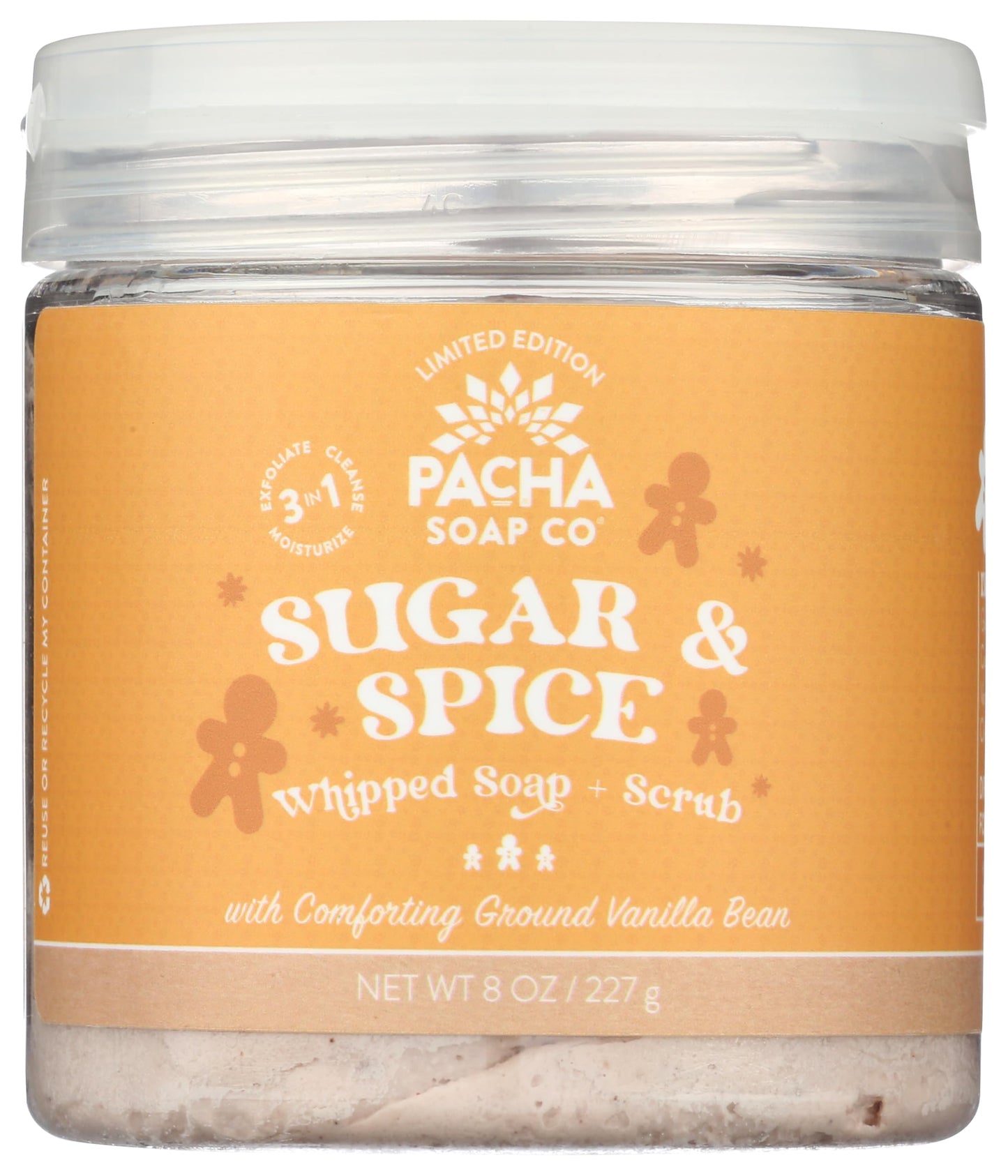 Pacha Soap Sugar & Spice Whipped Soap & Scrub, 8 OZ