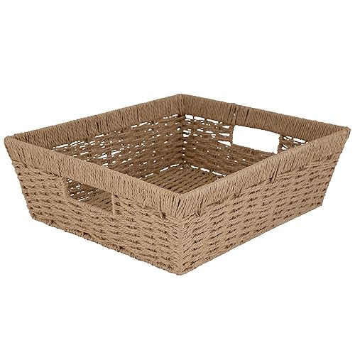 Simplify Large Shelf Storage Basket | Dimensions: 15"x 13"x 5" | Dutch Weave Design | Home Organization | Paper Rope Material | Great For Leaving…