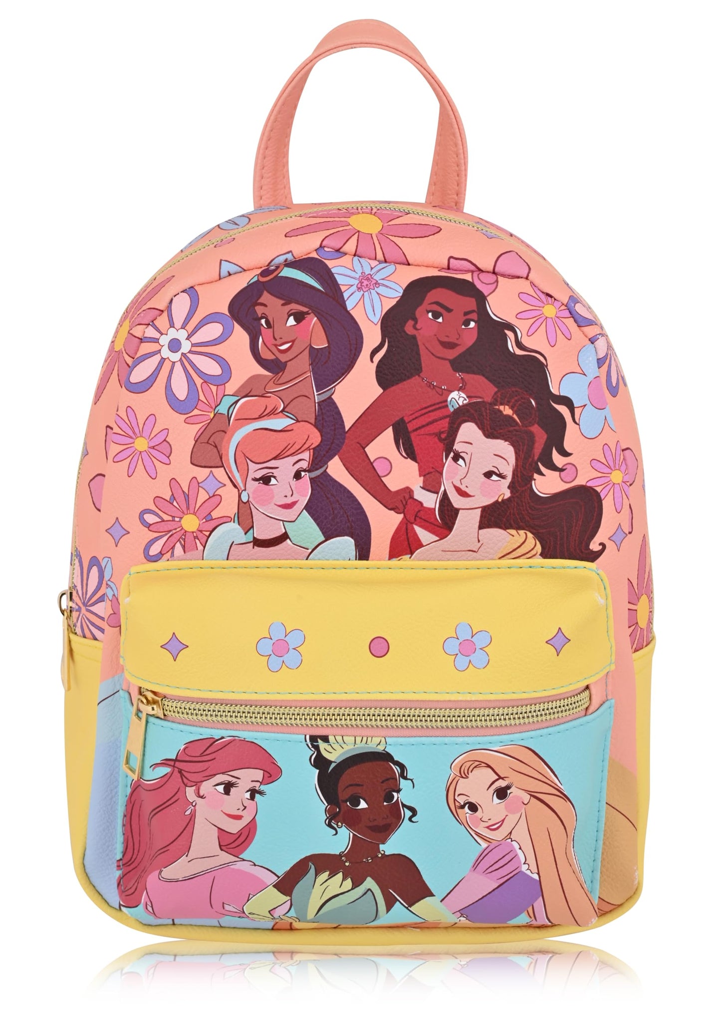 Fast Forward Disney Princess Backpack, Unisex 10" Mini Backpack Purse, Officially Licensed, Cute PU Leather, Multiple Pockets, Adjustable Straps