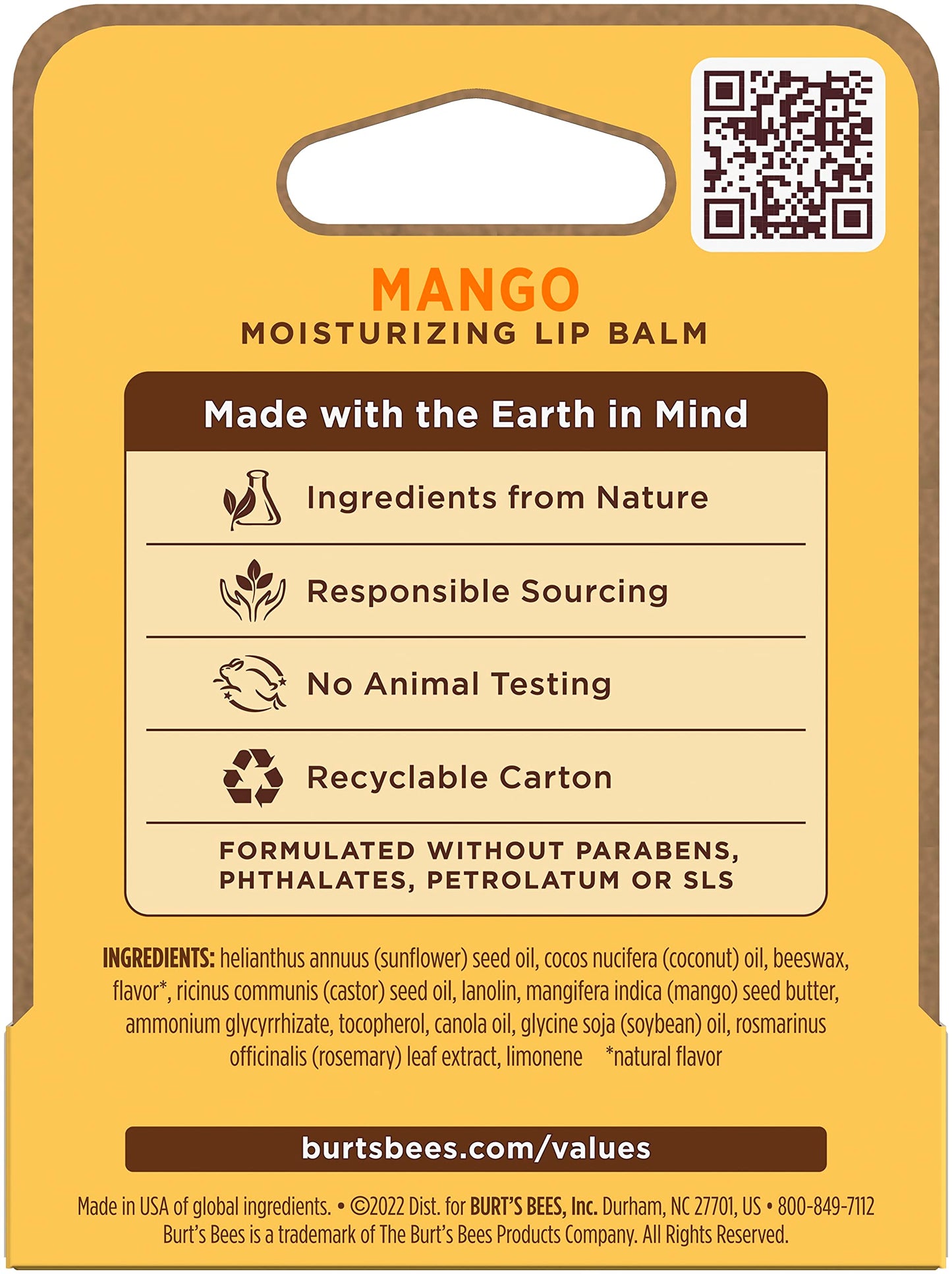 Burt's Bees Mango Moisturizing Lip Balm 0.15 oz