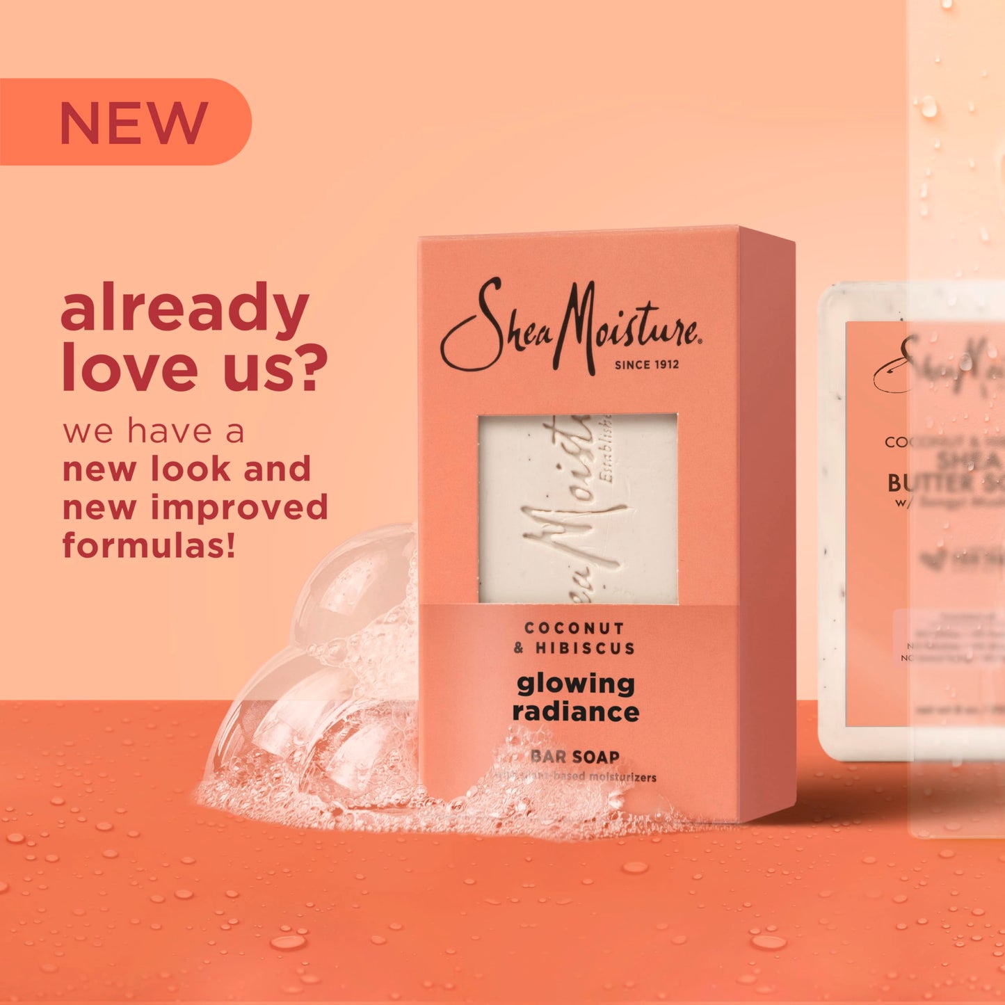 SheaMoisture Bar Soap Coconut and Hibiscus 4 Count Glowing Radiance Glowing Radiance bar soap with 24h shea moisture nutrients for Healthy, Glowing