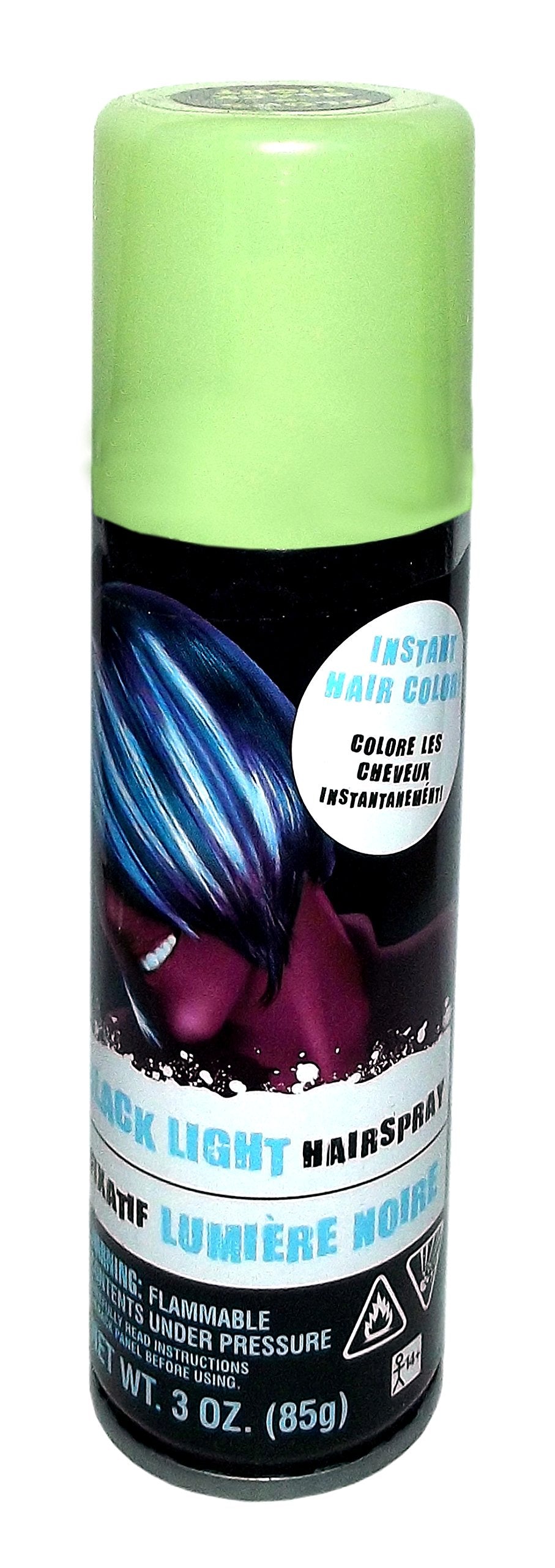 Stunning Black Light Hair Spray Color - 3 oz. (1 Count) - Instantly Transforms Your Look, Ideal for Parties & Cosplay