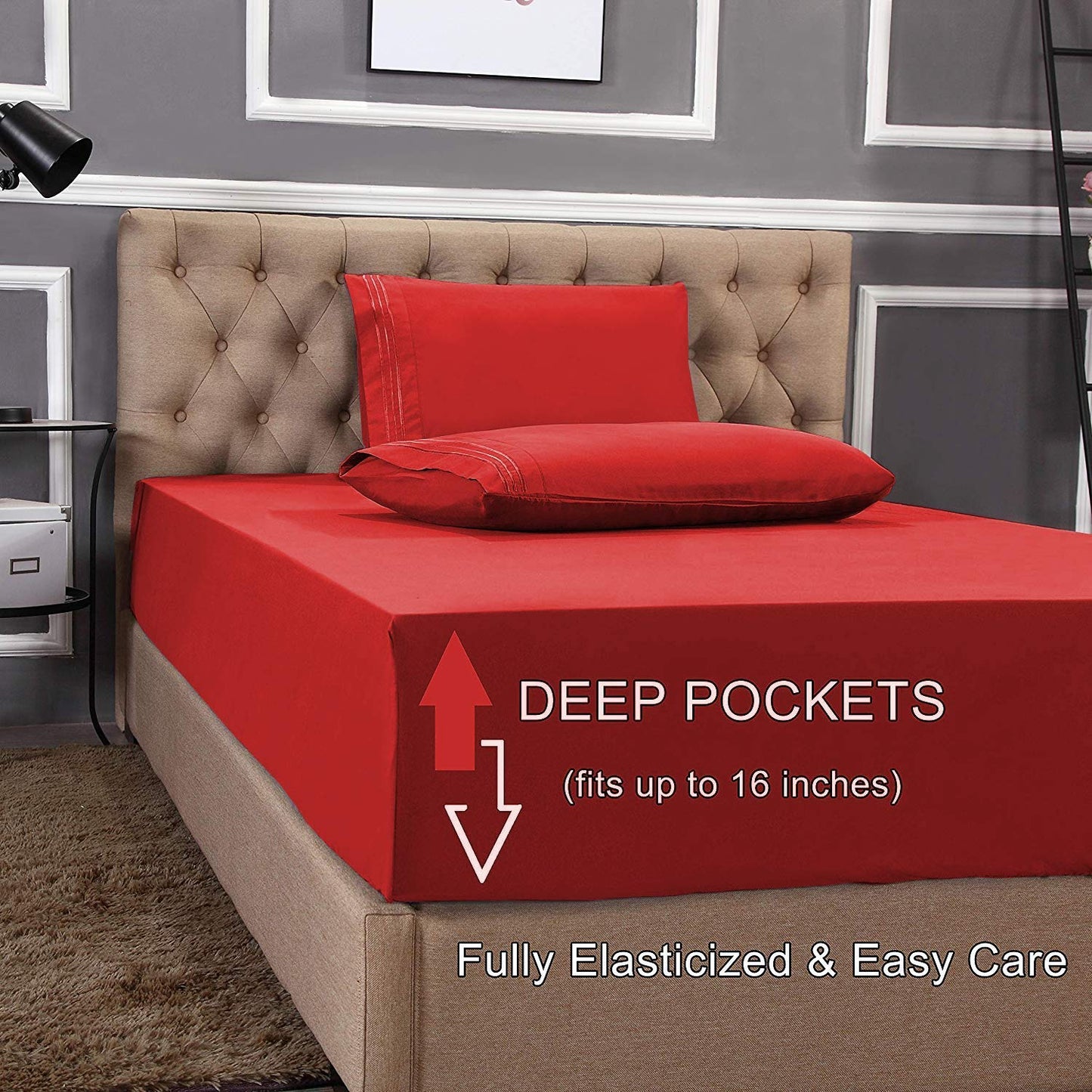 Elegant Comfort 1500 Premier Luxury Hotel Quality Super Soft Wrinkle Free and Fade Resistant 4-Piece Bed Sheet Set, Full, Lime-Neon Green