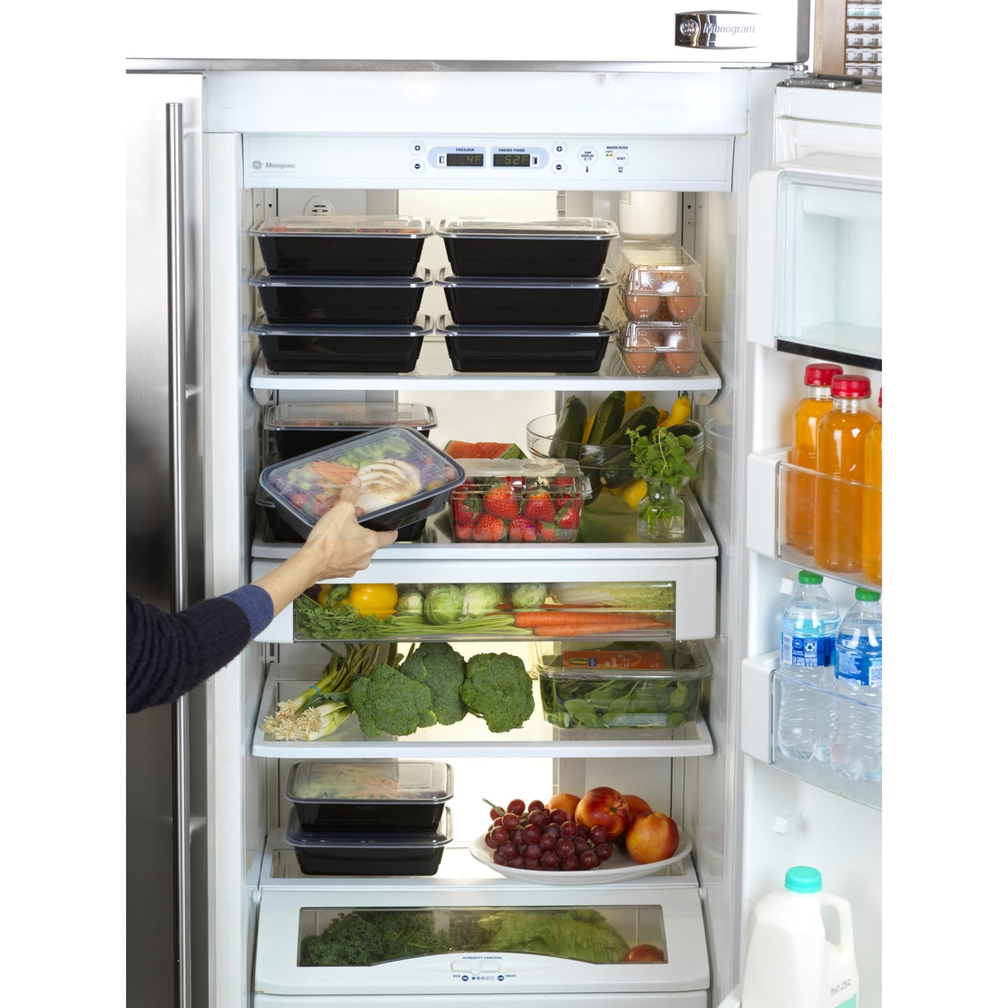 GoodCook Meal Prep Rectangle Single Compartment 30 units, Black, BPA Free